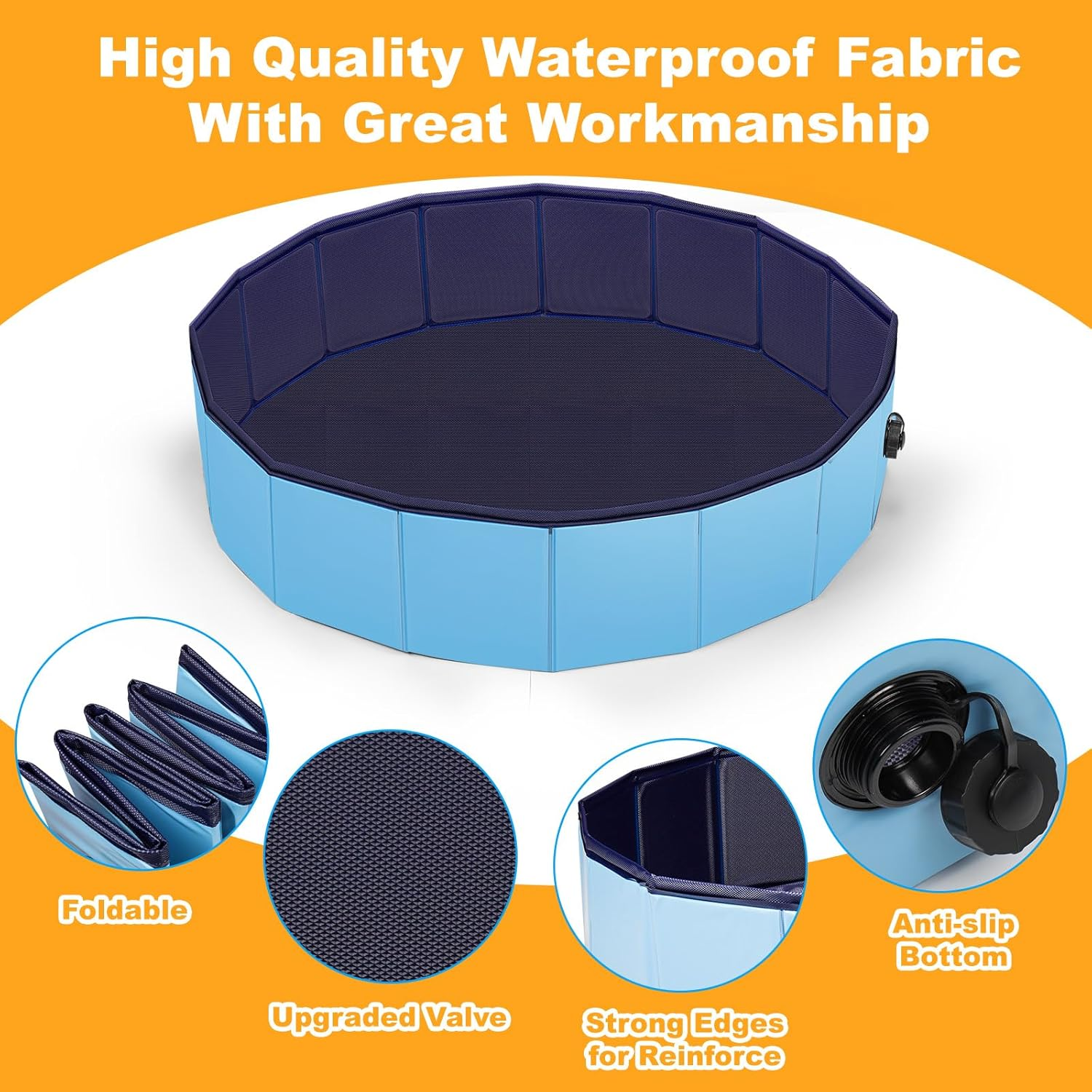 Juome Foldable Duck Swimming Pool, Portable Pond Pool for Ducks, Collapsible Hard Plastic Swimming Pool for Pets Dogs and Cats for Indoor and Outdoor image number 2