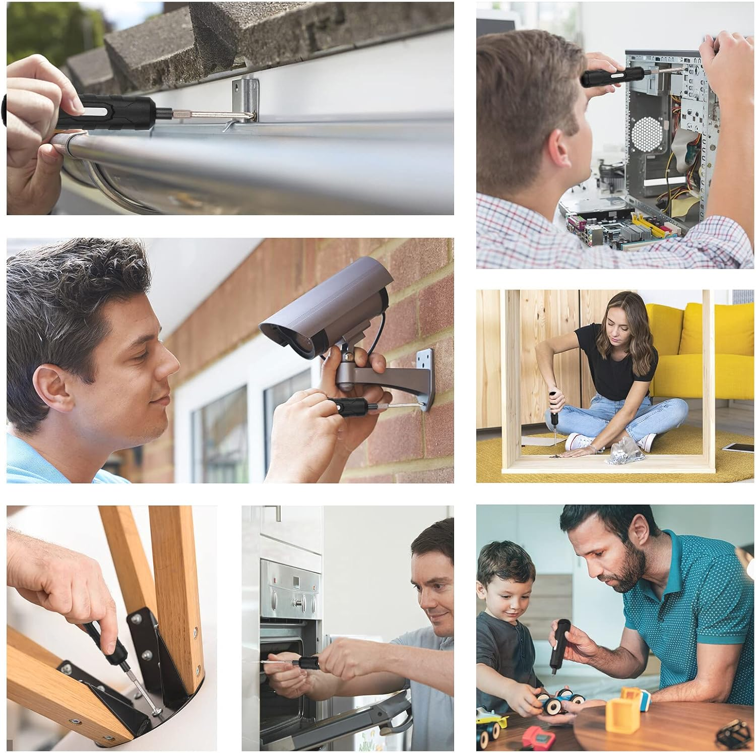 Xinyee 4.2V Mini Cordless Screwdriver Kit with 8 Screw Bits Slotted Cross Pozi, Hand Tool Electric Screwdriver Type-C USB Rechargeable Handheld Screw Driver Forward/Reverse Rotation, with Zipper St image number 2