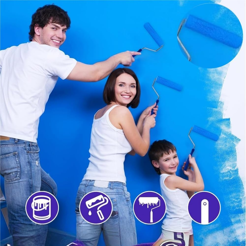 DACUAN Paint Roller Kit for Walls and Trim &ndash; 12-Piece Small Roller Set with 4&rdquo; and 2.2&rdquo; Foam and Polyester Paint Rollers, Paint Tray with Liner, Brush for Walls, Ceilings image number 3