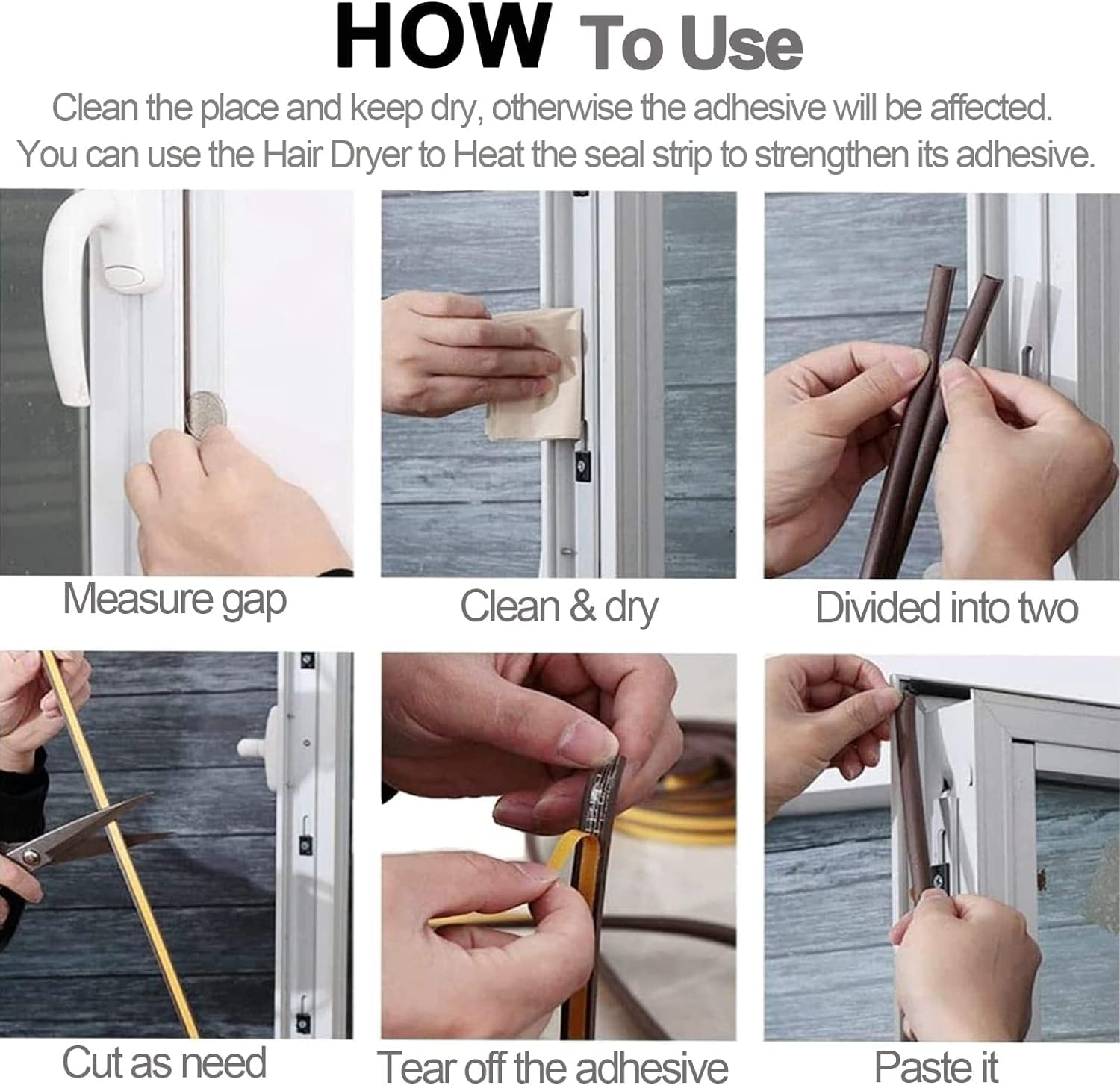 Door Weather Stripping, Window Seal Strip, Sponge Rubbertape for Doors and Windows Self-Adhesive Weather Strip Door Seal, Soundproof Strip Insulation Gap Blocker - Seals Totaling 20 FT &ndash; White image number 2