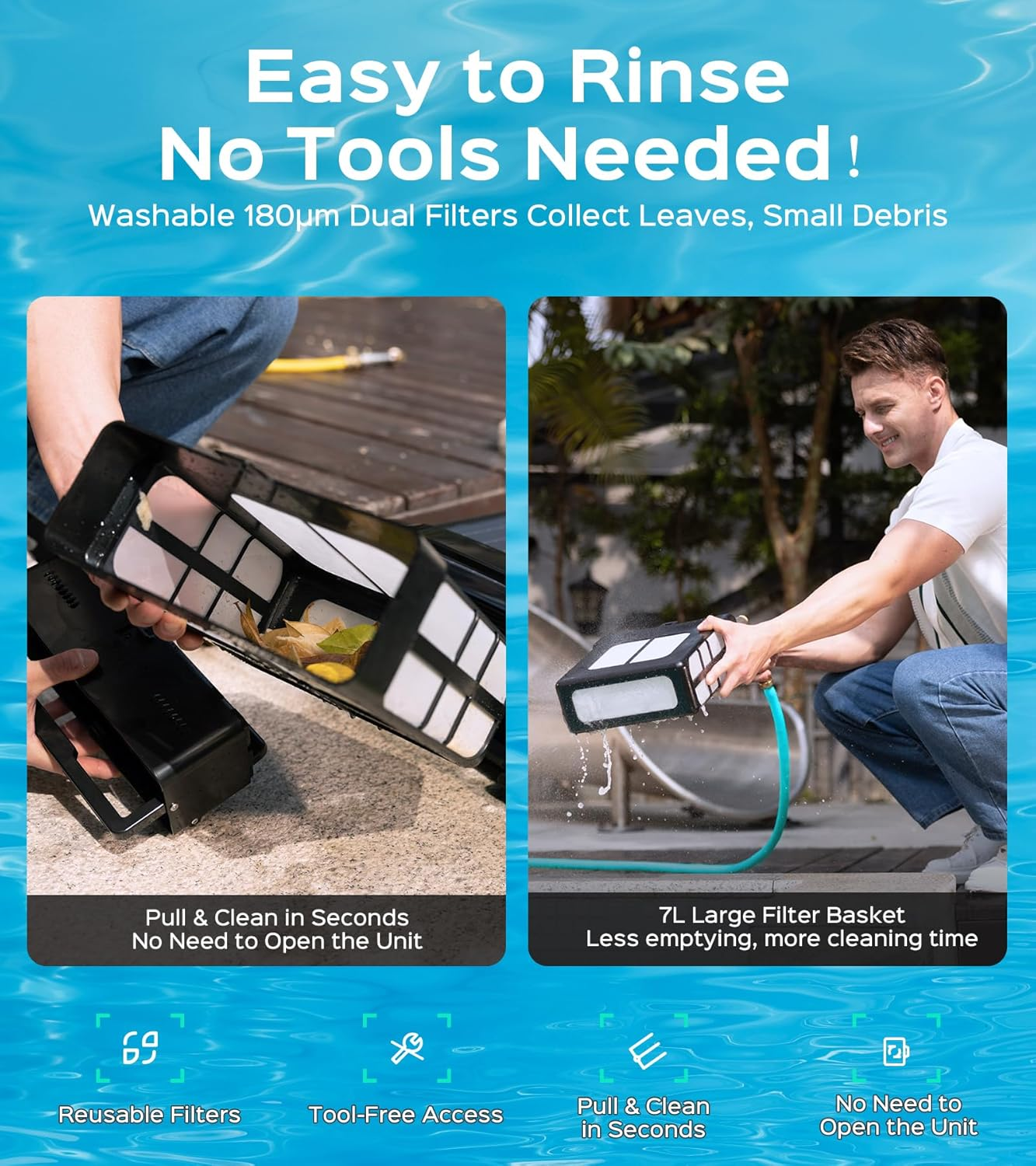 (2025 New) WYBOT F1 Robotic Solar Pool Skimmer with APP Support, 24/7 Cleaning, Dual Charging Modes, Smart Obstacle Avoidance, Ideal for Most Swimming Pool Types, Black Green image number 6