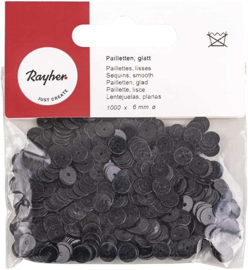 Rayher 3920001 Sequins, Smooth, 6 Mm Diameter Pack of 1000 Black image number 1