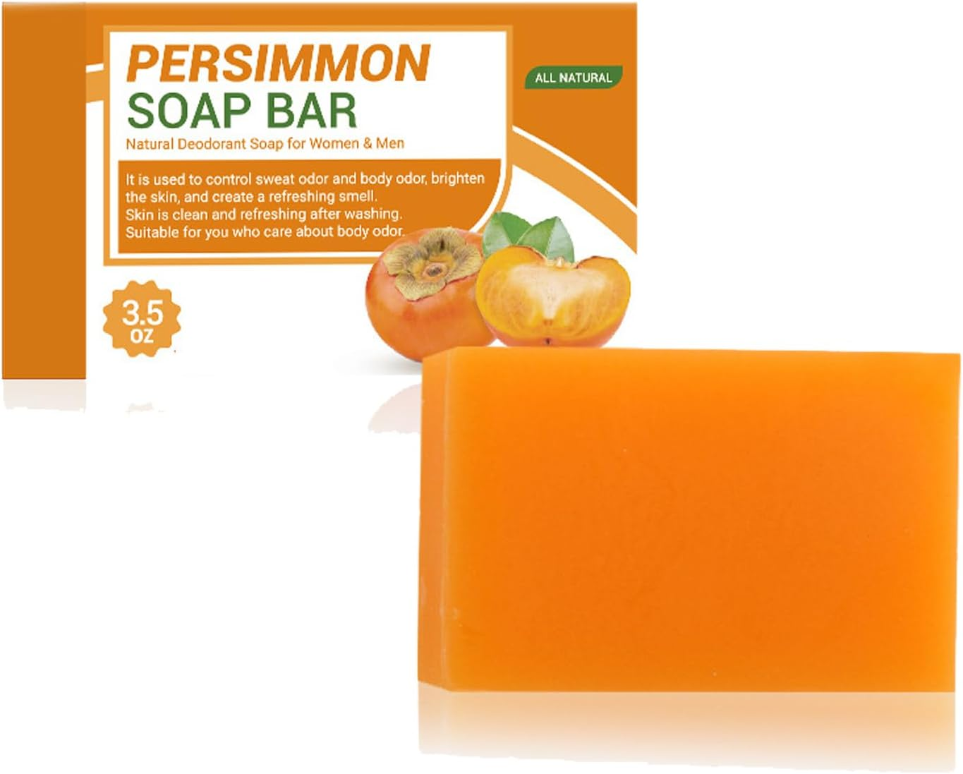 Persimmon Soap Bar for Body Odor Control &ndash; Natural Deodorant Body Wash for Face & Body &ndash; Handmade Soap for Old People Smell, Cleansing for All Skin Types (1) image number 2
