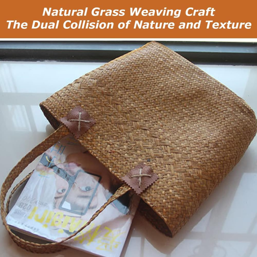 Handwoven Grass Storage Basket/Grocery Bag,Environmentally Friendly Shopping Bag Seagrass Tote,Basket for Decoration,Picnic, Groceries and Toy Storage image number 4