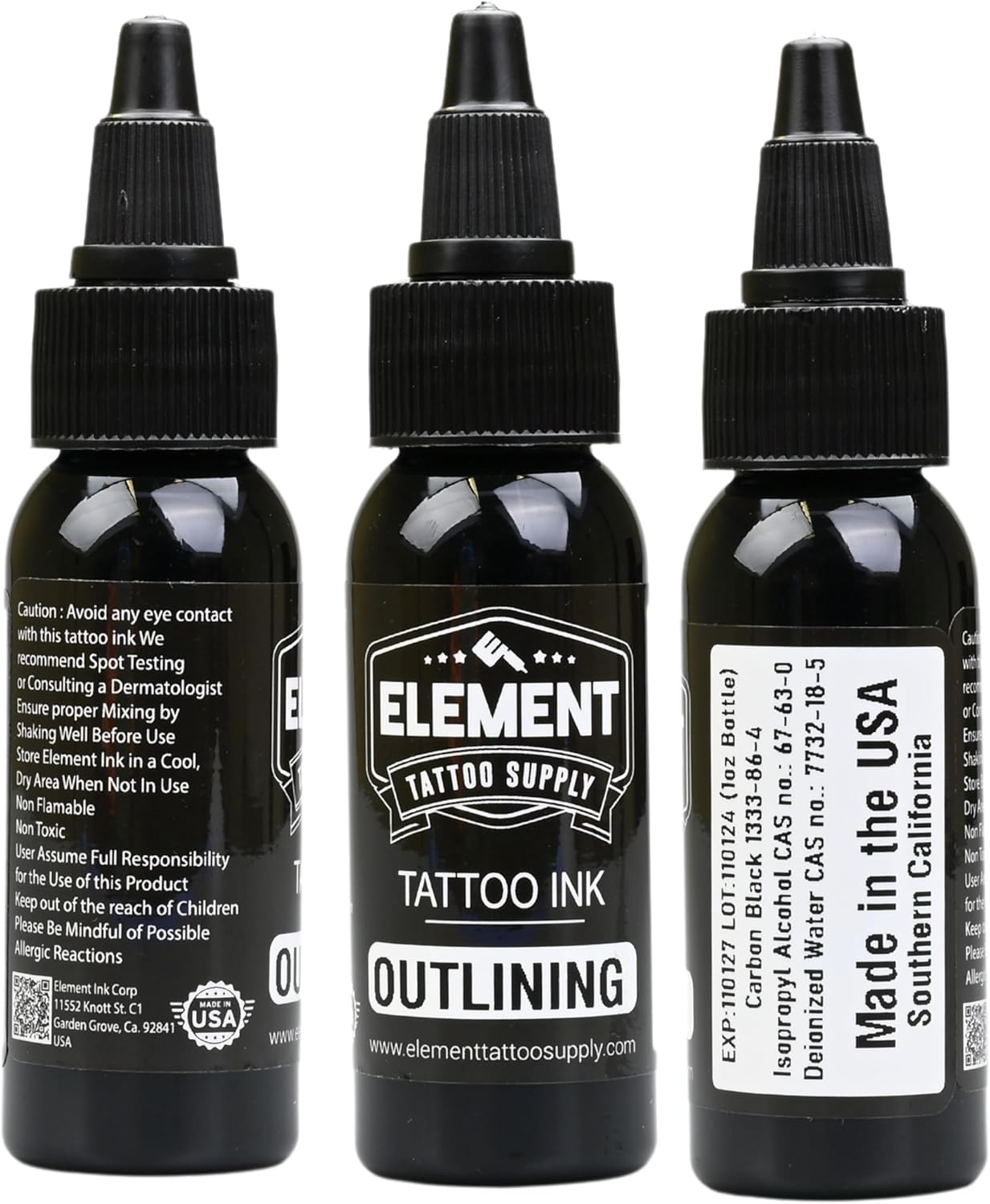 Element Tattoo Supply Tattoo Ink Set Black White Professional Solid Color for Human Skin Tattooing, Outlines, Shading, Blending, Mixing Color Supply for Artists 1Oz Bottle image number 2