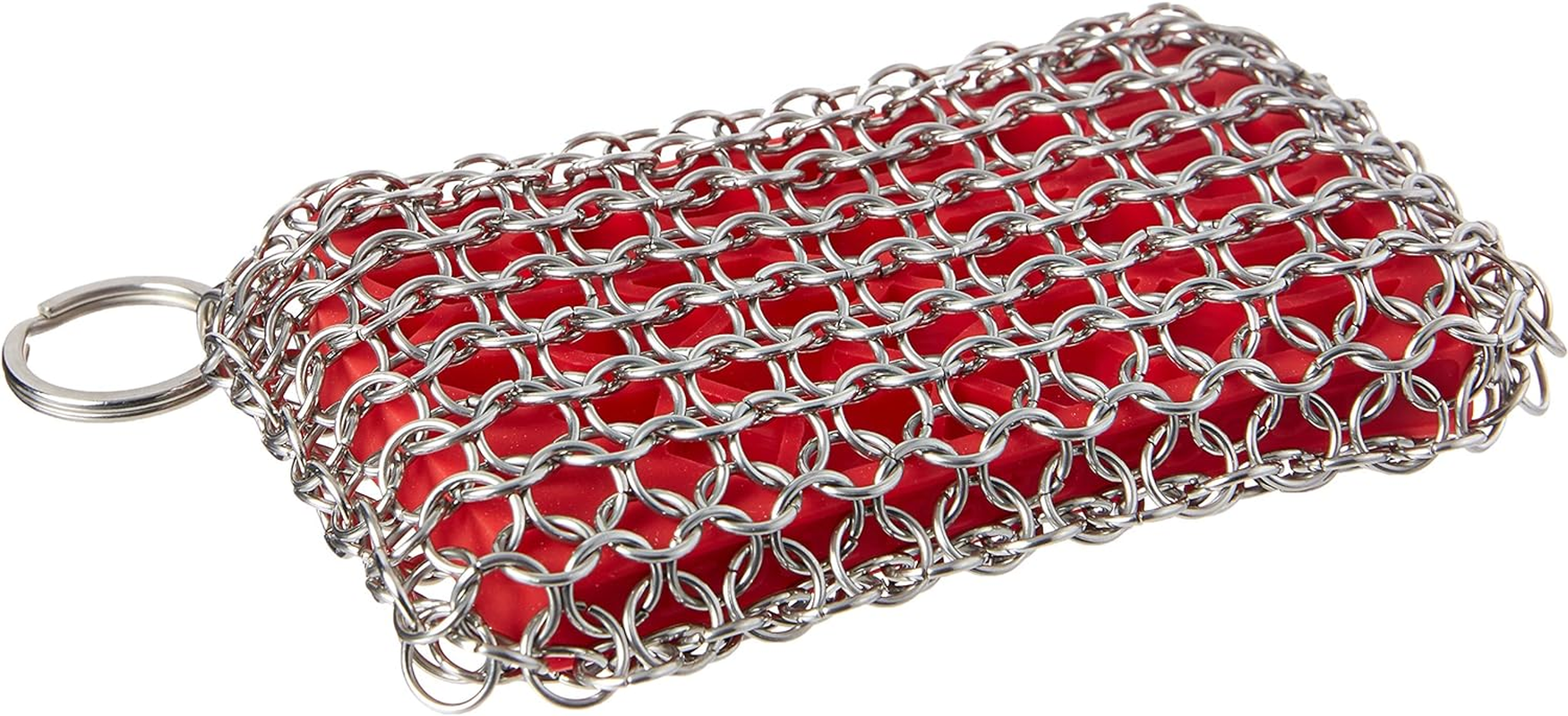 Lodge ACM10R41 Red Chainmail Scrubbing Pad, Red & Silver image number 1