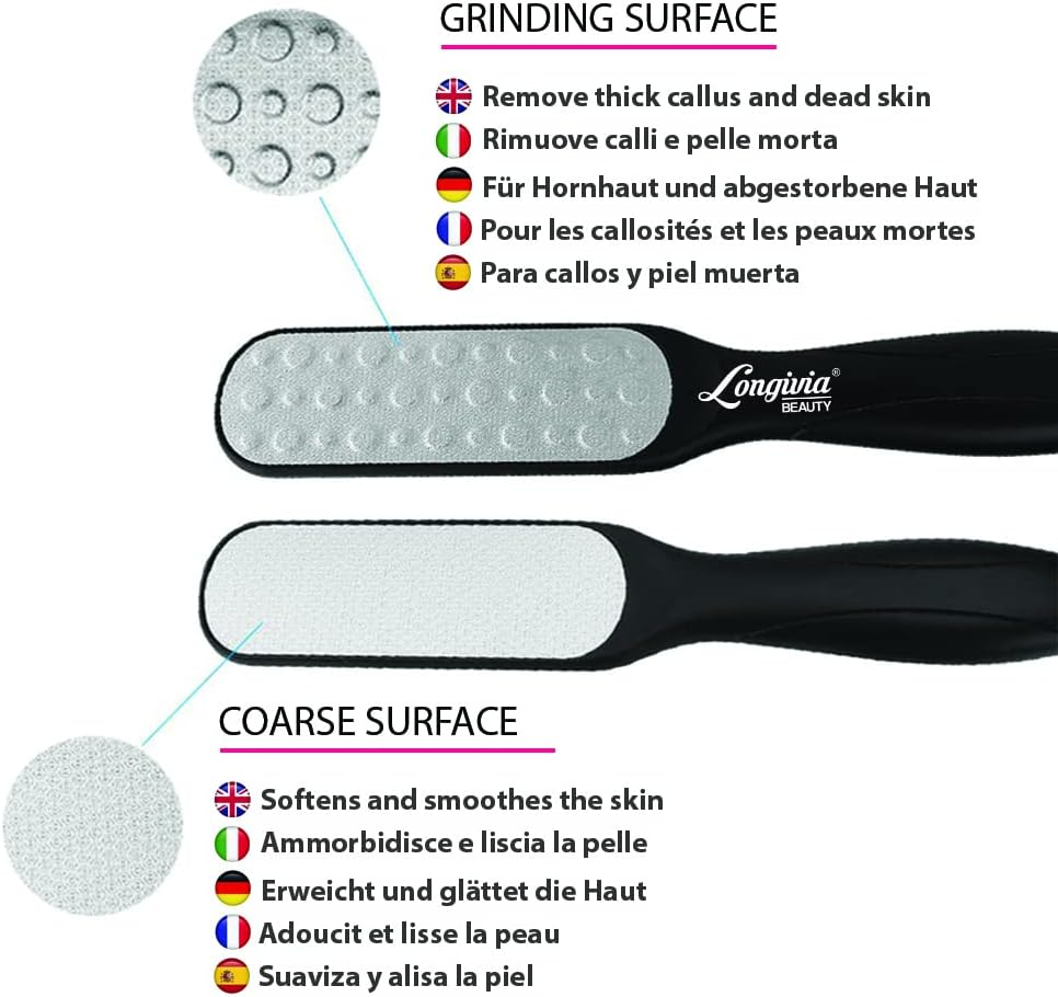 Longivia&reg; Callus Rasp Foot Double Surface Callus File Made of Stainless Steel Foot Rasp Foot File for Callus Remover and Wart Remover Laser Callus File Foot Rasp Foot Callus Remover image number 5