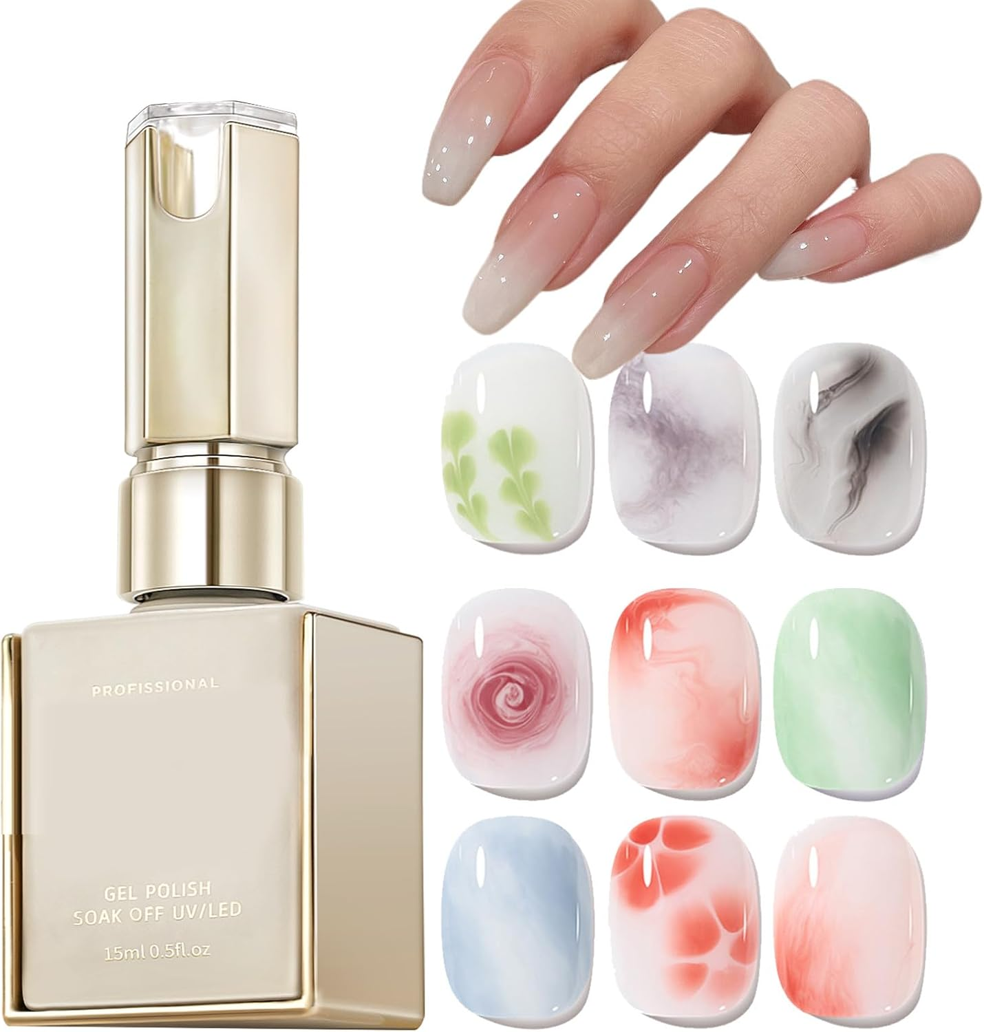 Gel Nail Polish Blooming | 15Ml UV LED Blooming Polish | Long-Lasting Clear Blossom Fingernail Coat Base for Traveling Home Outdoor School image number 6