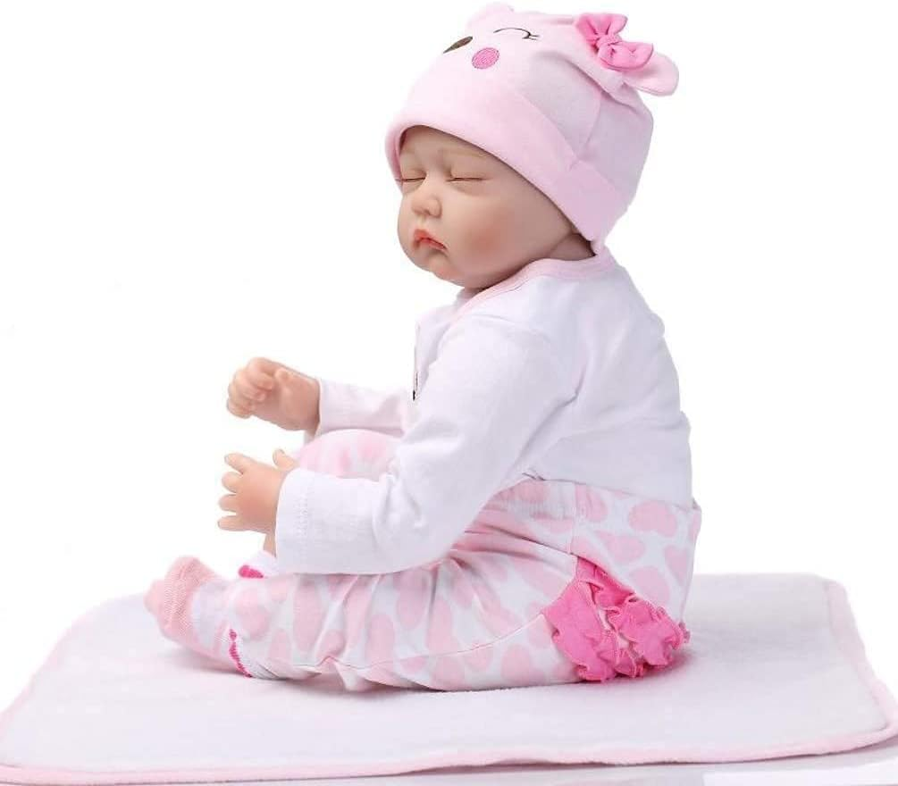 ZIYIUI 22 Inch Realistic Reborn Baby Doll - 55Cm Vinyl Soft Silicone Lifelike Baby with Closed Eyes, Handmade Toddler Doll for Xmas Birthday Gift (Sleeping Girl)