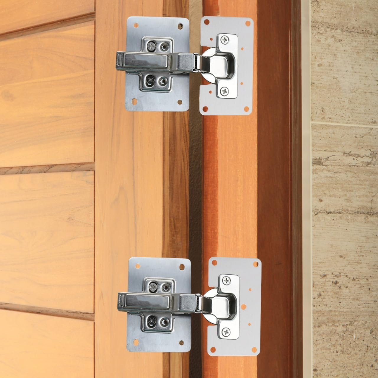 Operitacx Cabinet Door Hinge Repairer Kit with Steel Fixing Plates and Screws for Furniture and Kitchen Doors Easy Installation and Durable Support