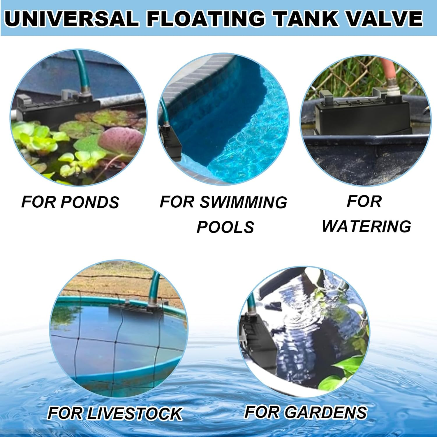 Lasuroa 2Pcs Stock Water Tank Float Valve, Automatic Water Trough Float Valve Level Control for Autofill Livestock Waterer Pond Pools Hydroponics Aquarium image number 3