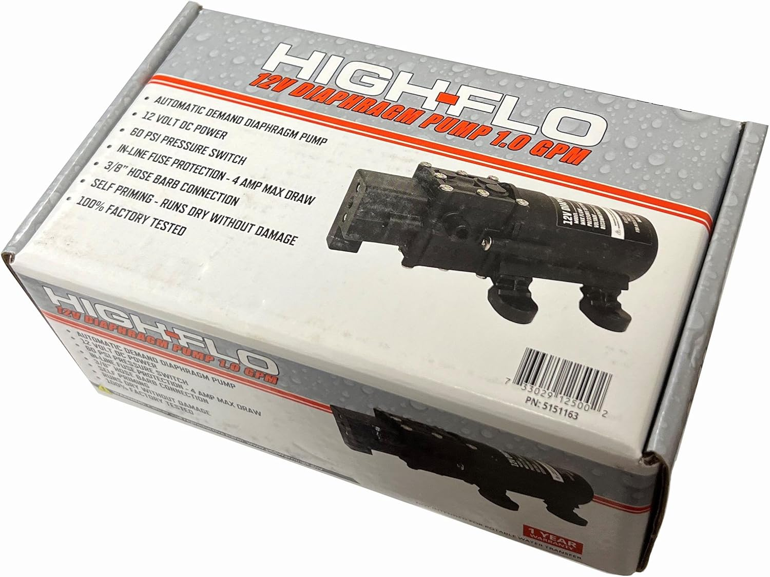 Fimco High-Flo 1.0 GPM 60 PSI 12VDC Daiphragm Pump