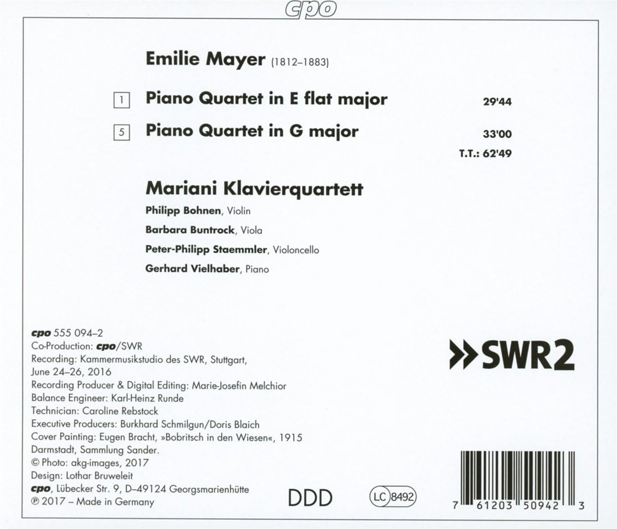 Emilie Mayer: Piano Quartets 1 & 2 image number 1