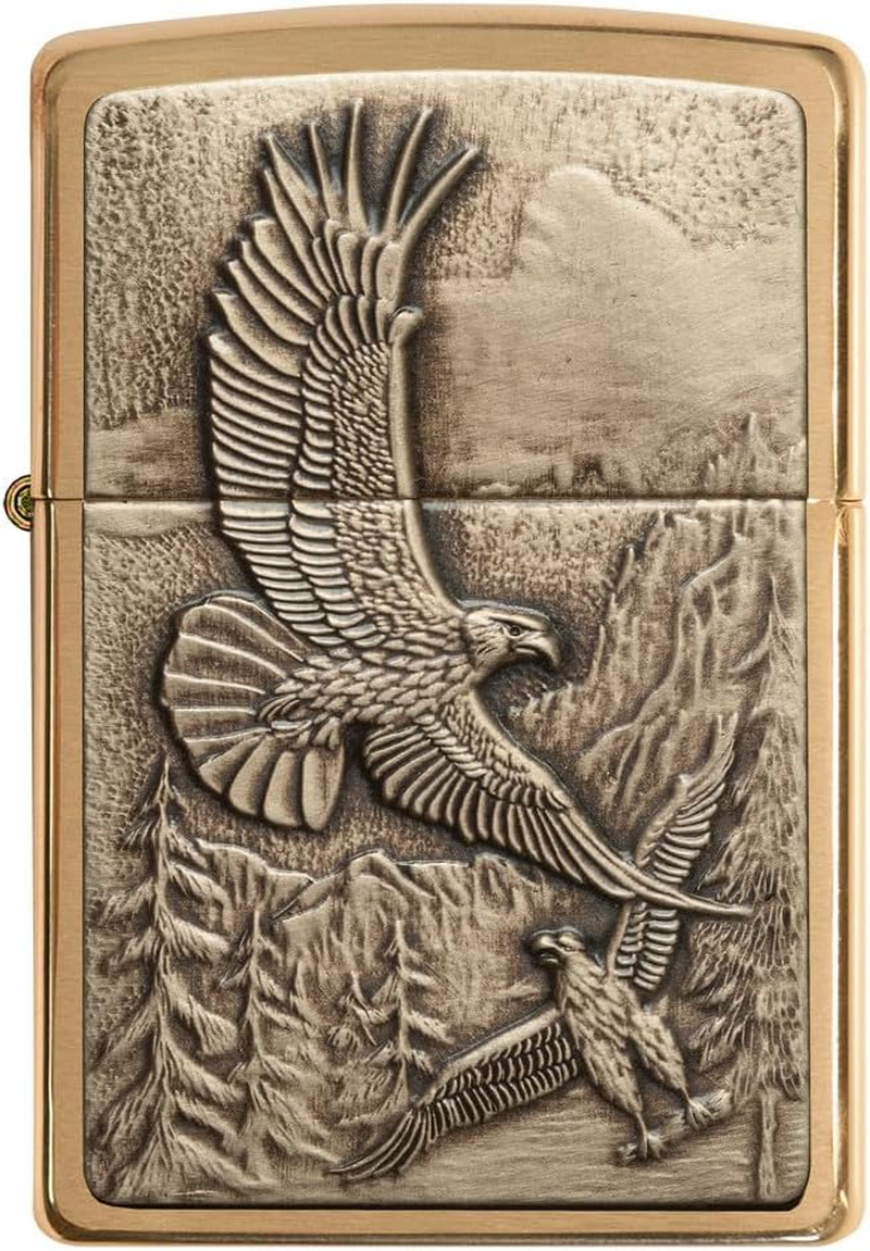 Zippo Adult-Unisex 20854 Brushed Brass Where Eagles Dare Lighter