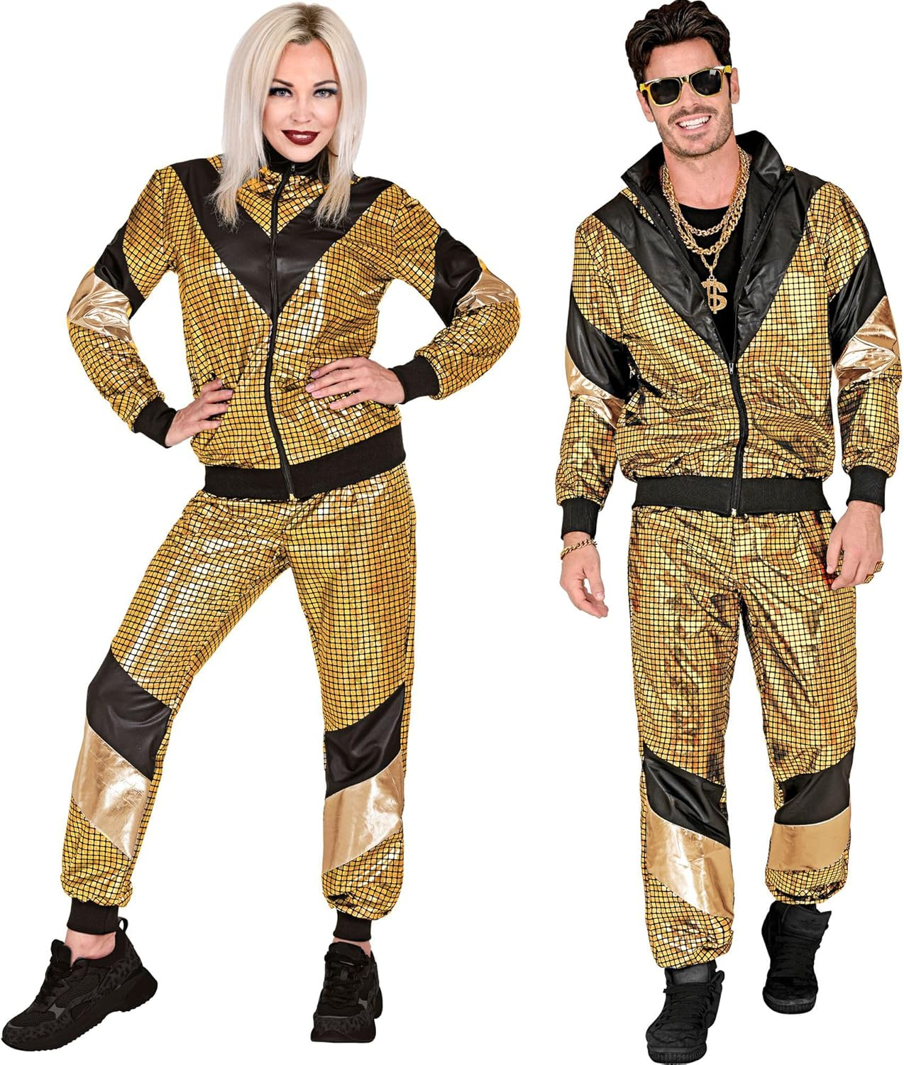 Widmann 21963 80 Years Costume Tracksuit, Gold, Black, L