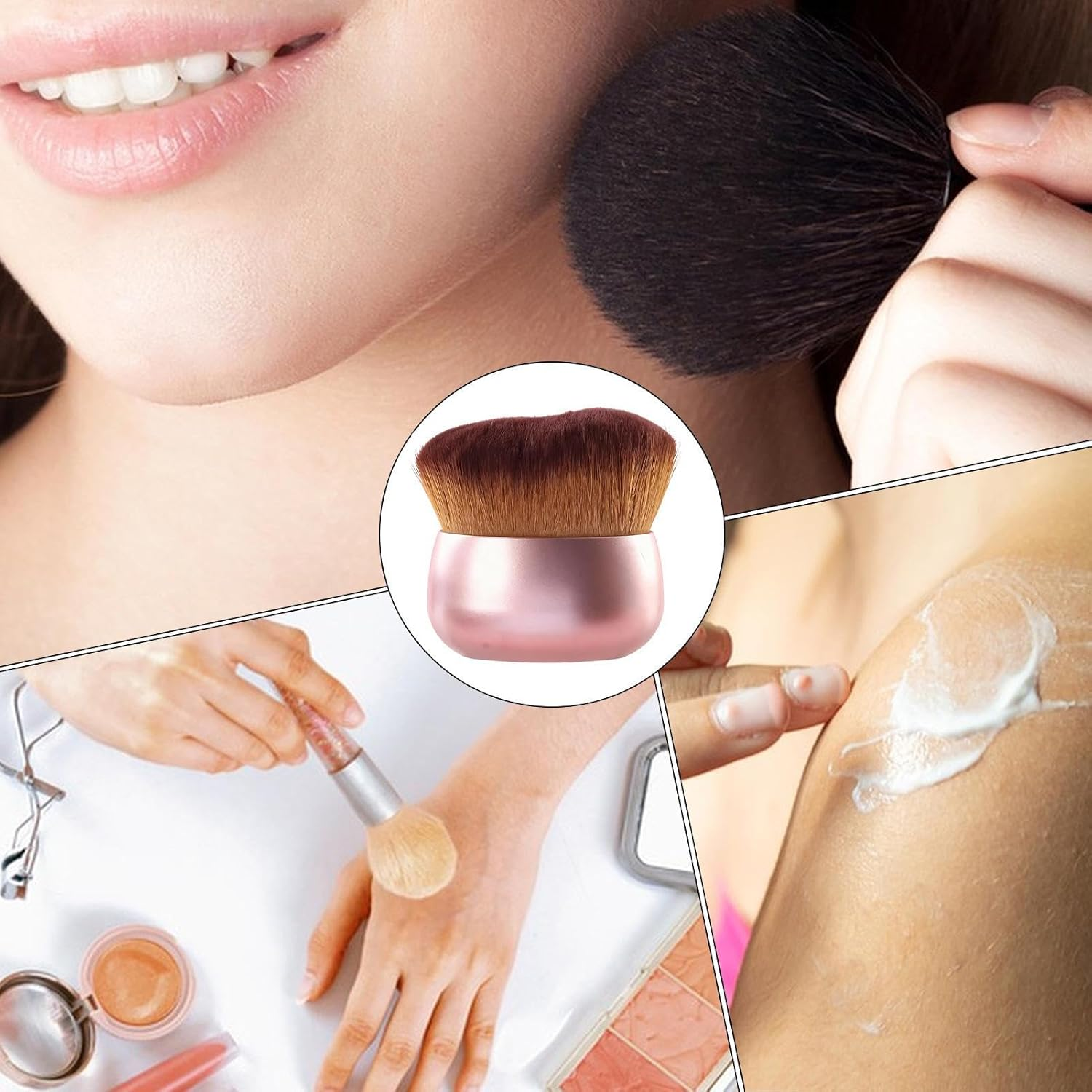 Body Bronzer Brush - Wide Head Dense Bristles 7.5Cm Width Tanning Applicator | Body Coverage Foundation Applicators for Neck Arm Leg Concealer Contouring and Others - Rose Gold image number 3