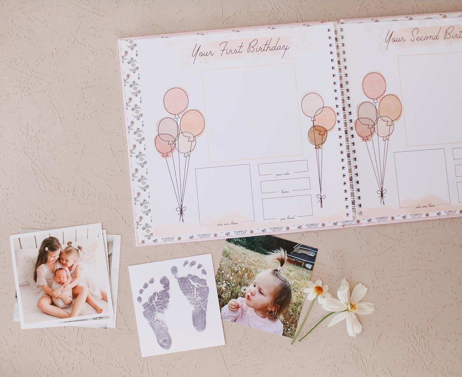 Lucy Darling Baby Memory Book &ndash; Wildflower Meadow | Floral Baby Girl First Year Journal & Photo Album | Luxury Keepsake Book for Milestones & Memories | Elegant Gift image number 4