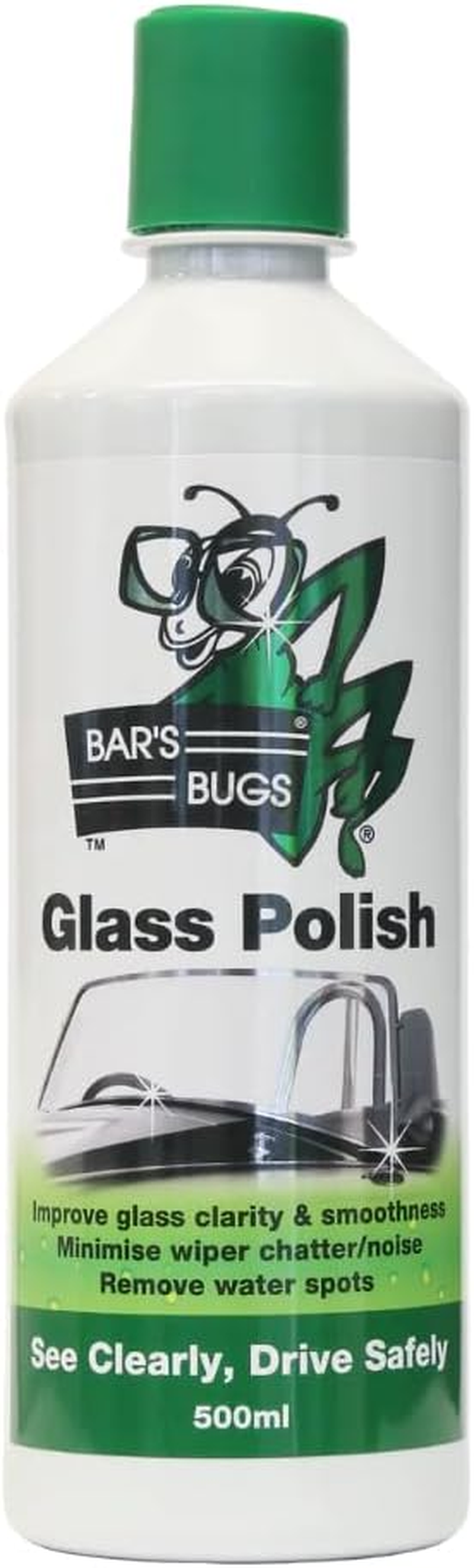 Bar'S Bugs Glass Polish 500Ml &ndash; Removes Water Spots, Tree Sap & Grease | Enhances Clarity & Reduces Wiper Noise | Streak-Free Finish for Interior & Exterior Glass image number 1