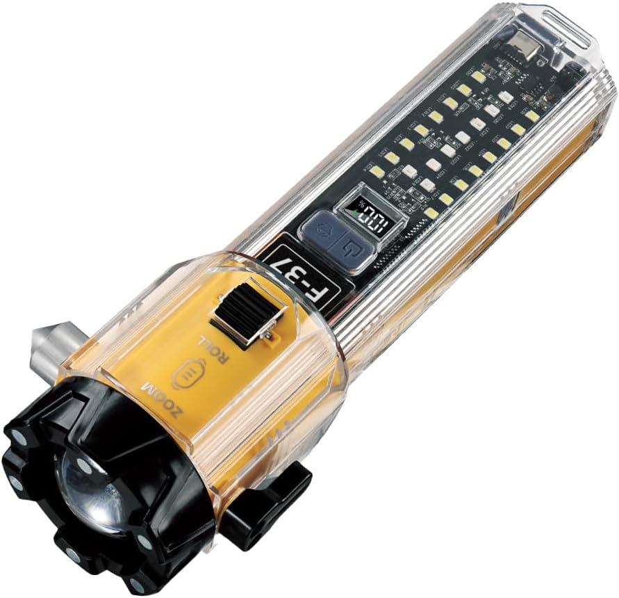 Car Safety Flashlight, Super Range Multi-Function LED Tactical Flashlight, Seat Belt Cutter, Siren, Ignition and Porwer Bank, Powerful Handheld Flashlight for Camping Emergency【Wildernex】 image number 5