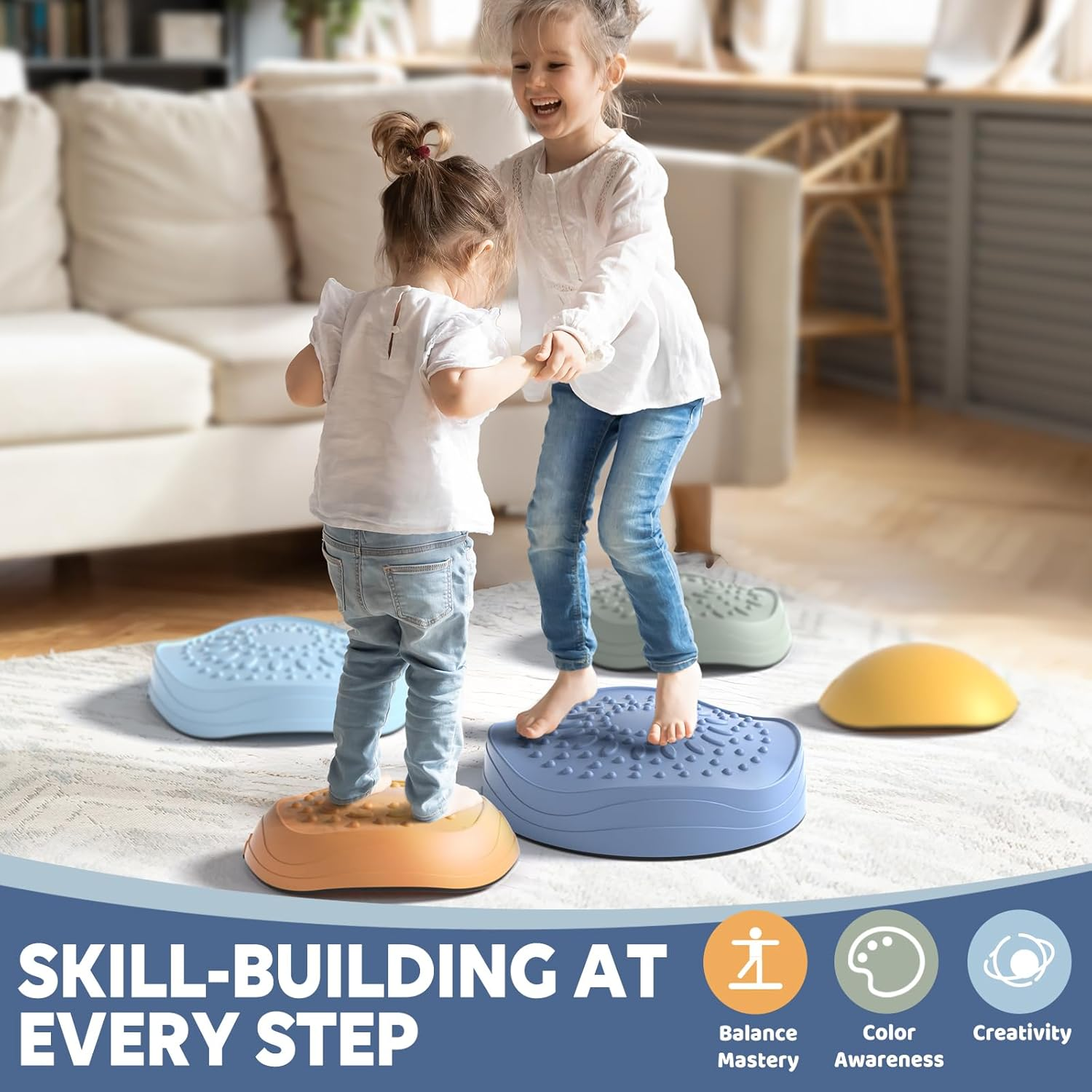 Lehoo Castle Stepping Stones for Kids, Sensory Toys Balance Board, Toddler Toys for Ages 2-5 for Boys Girls, Indoor & Outdoor Toys, Non-Slip Balance Step Stone up to 200Lbs Obstacle Course image number 6