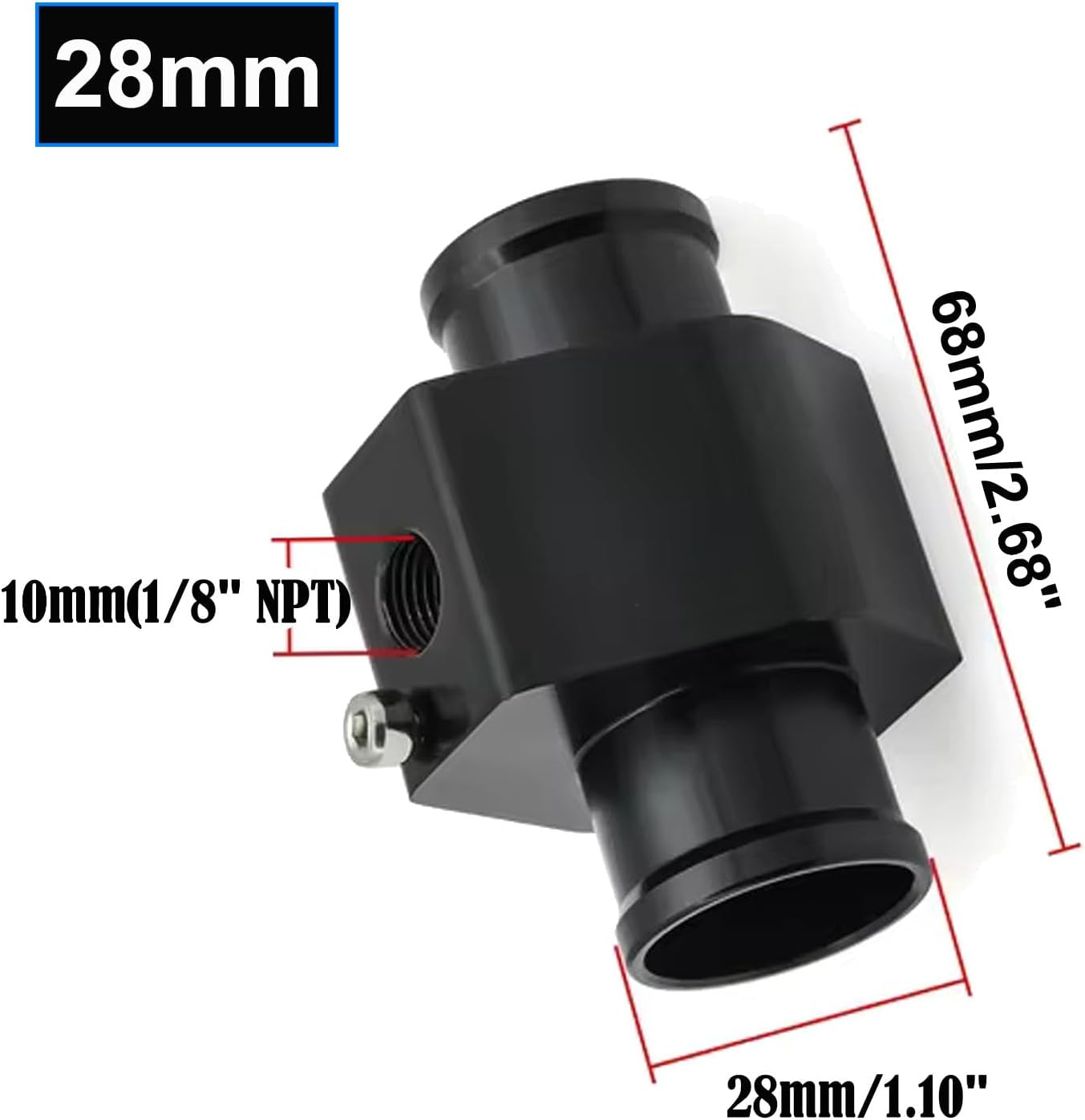 28Mm Universal Water Coolant Temperature Sensor Adapter with 2 Stainless Steel Hose Clamps &ndash; Radiator Hose Fitting for Temp Sensor Replacement image number 5