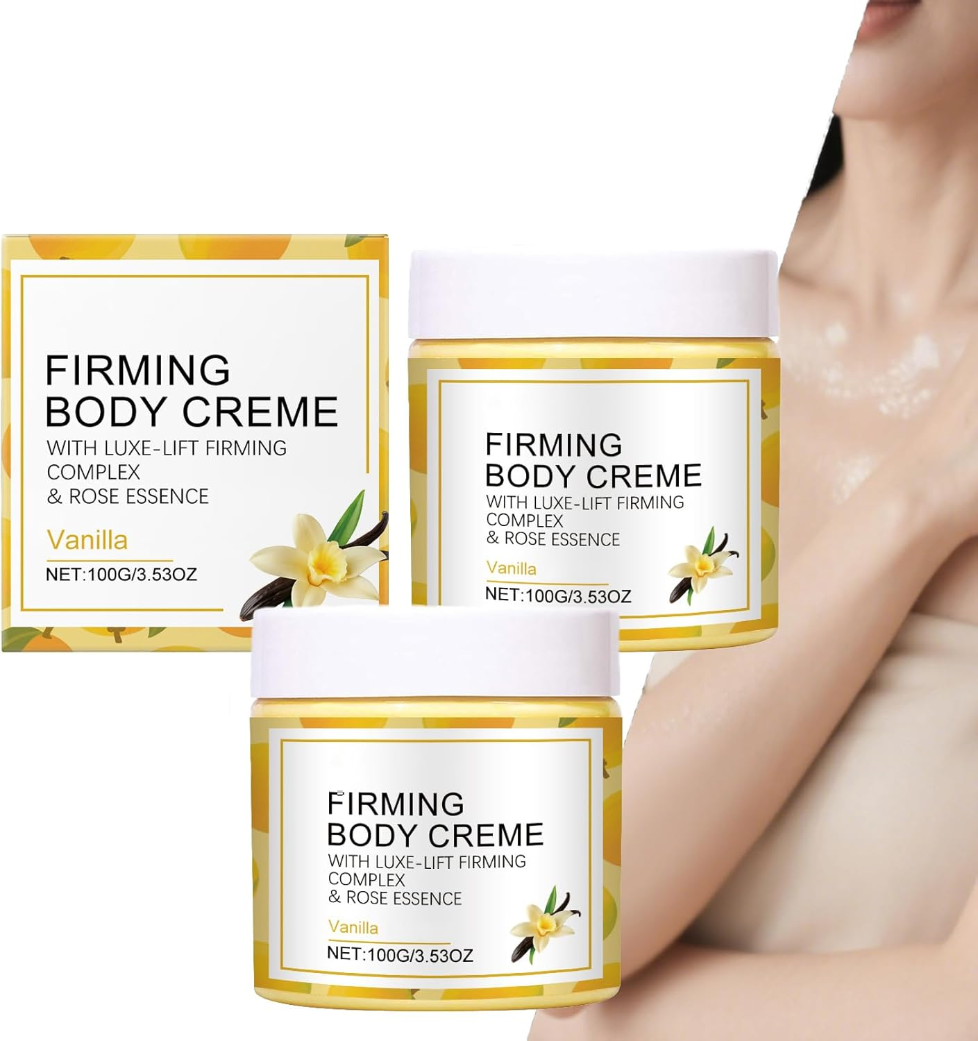 Firming Body Cream, Tightening and Lifting Neck Cream for Hydration and Wrinkle Reduction, Pistachio Lotion for Dry Skin, Nourishing Vanilla Scent, for Men and Women, Naked and Thriving (2PCS)
