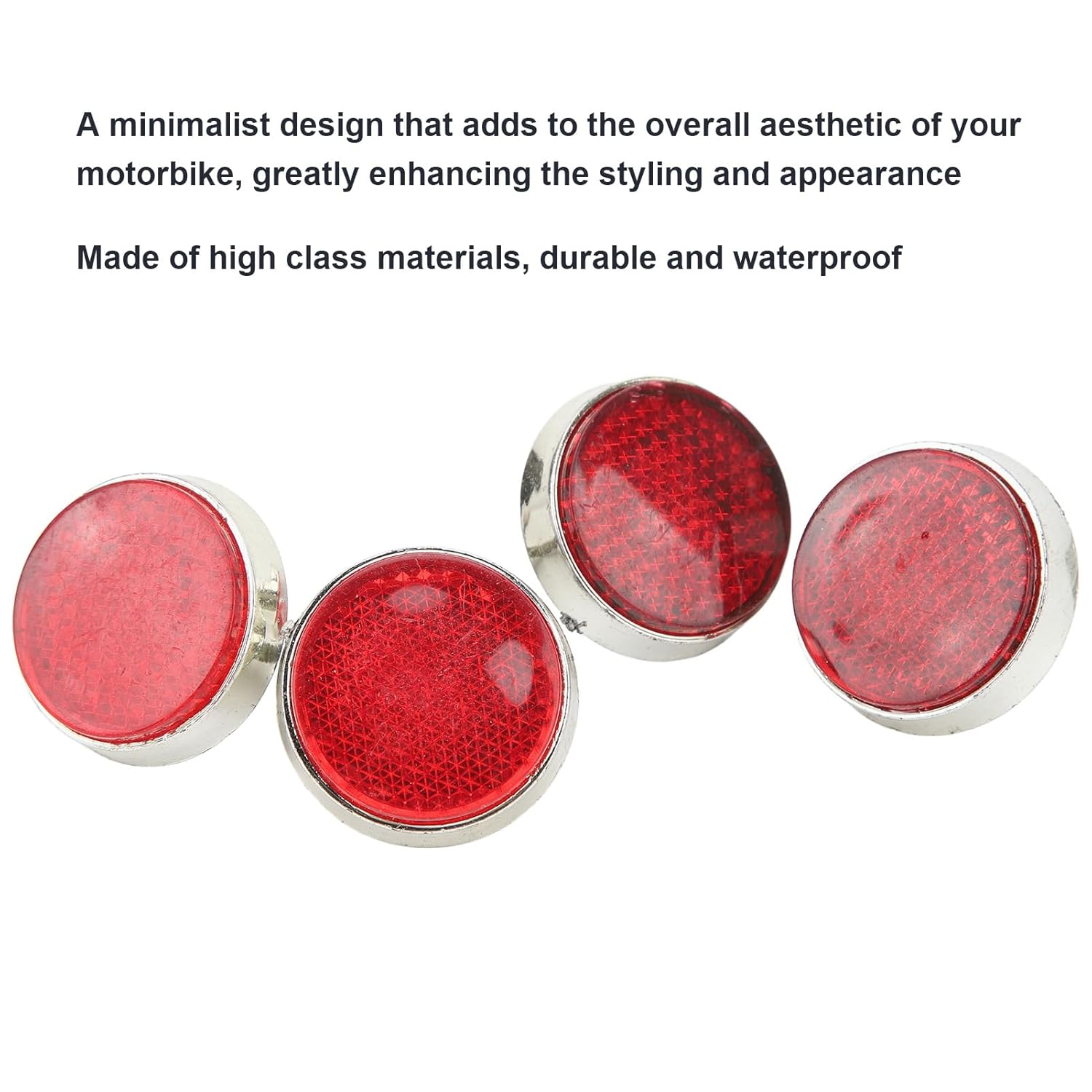 4Pcs Red round Reflector, High-Brightness Waterproof Stylish round Red Safety Reflector 42Mm for M6 Thread Motorbike, ATV, Scooters, Bikes image number 6