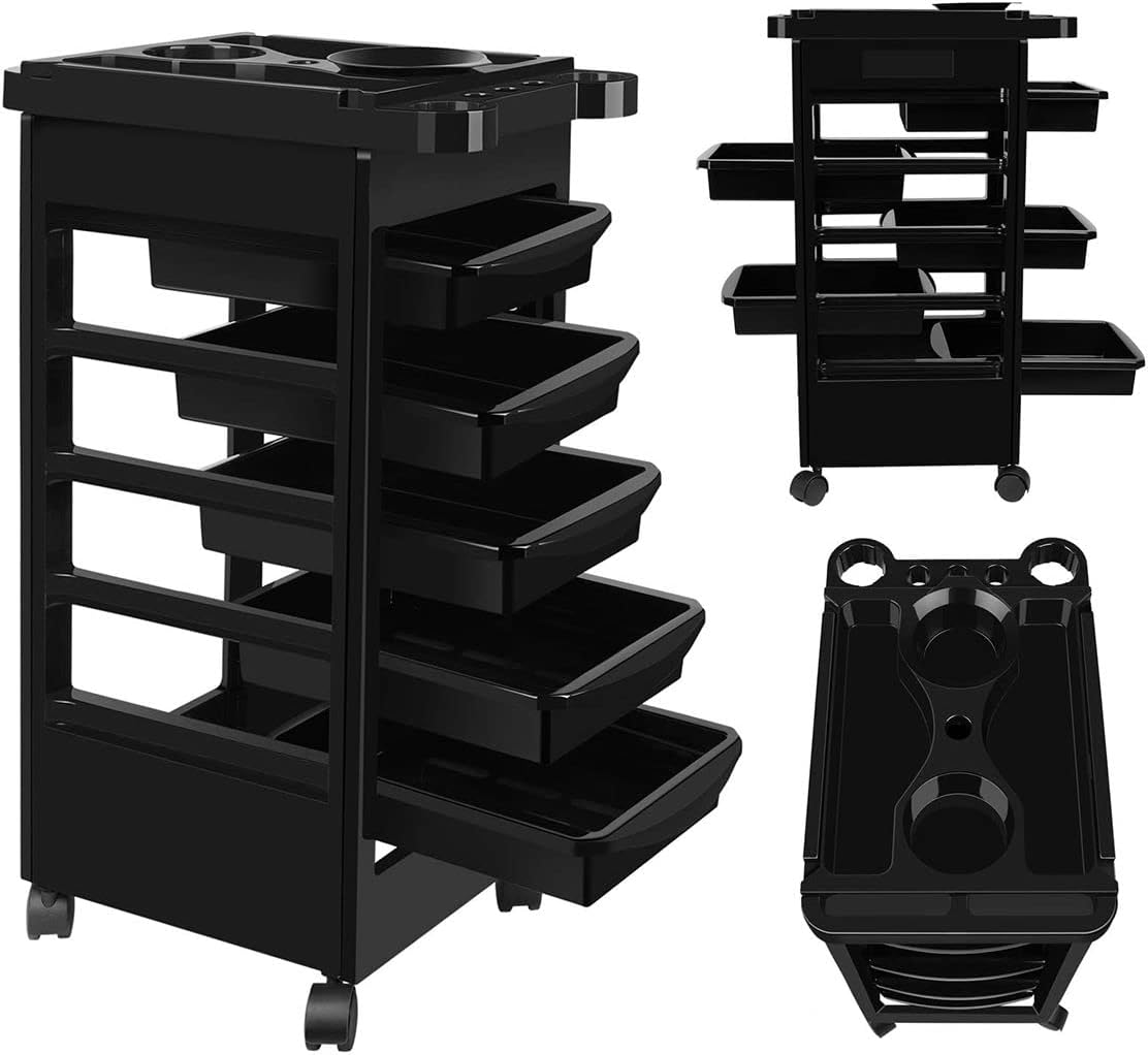 Hairdressing Trolley Storage Rolling Tool Cart Salon Furniture on Wheels 6 Tiers 5 Tray image number 6