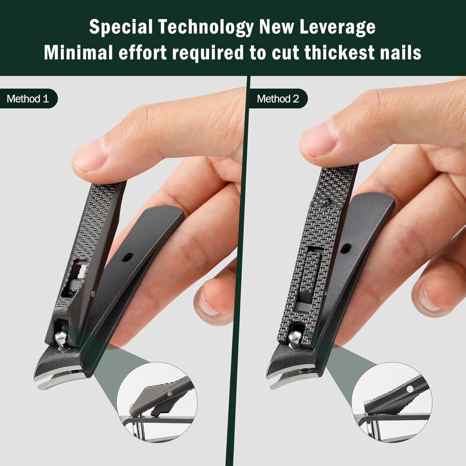 FVION Angled Nail Clippers, Ingrown Toenail Clipper for Thick Nails, Slant Curved Blade Nail Cutters Ingrown Nail Pain Relief Tool image number 2