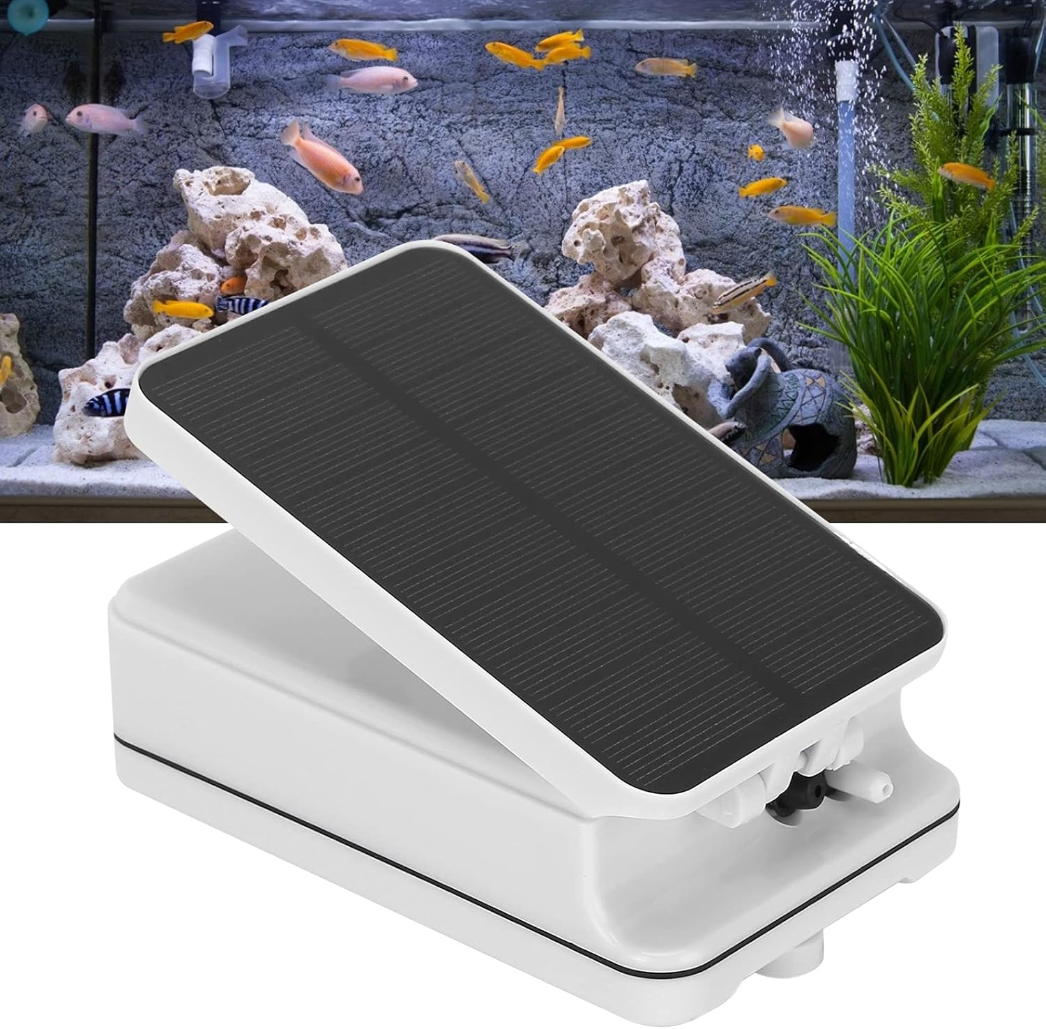 Portable Solar Pond Pump, Solar Panels Charger Air Pump, Rechargeable Battery Solar Pond Pump, Suitable for Small and Medium Sized Ponds, Sea Fishing and Angling Enthusiasts (Weak Magnetic) image number 3
