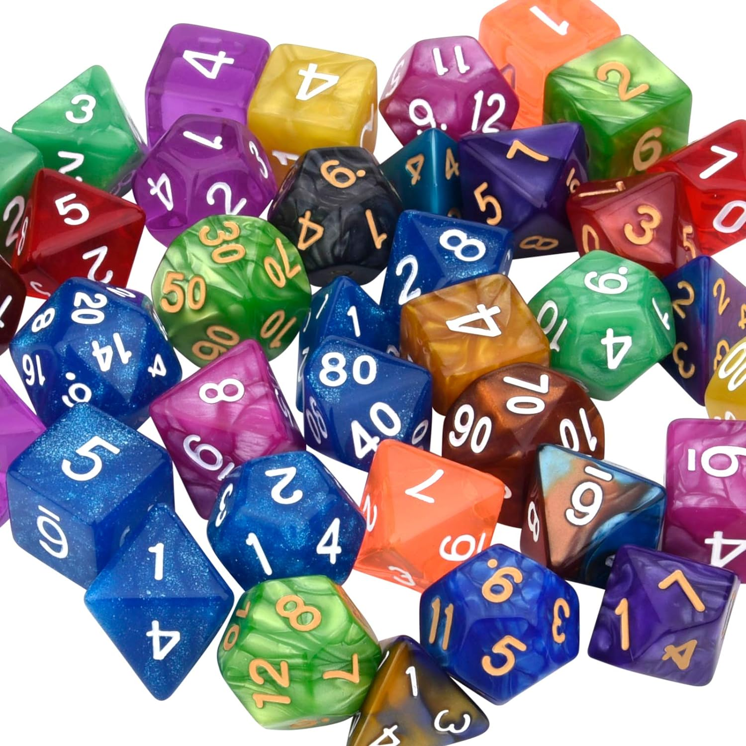 DND Dice Set 25 X 7 (175 Pieces) Double-Colors Polyhedron Dice for Dungeons and Dragons DND RPG MTG Table Games D4 D6 D8 D10 D% D12 D20 25 Colors Dice with 1 Large Flannel Bag image number 6