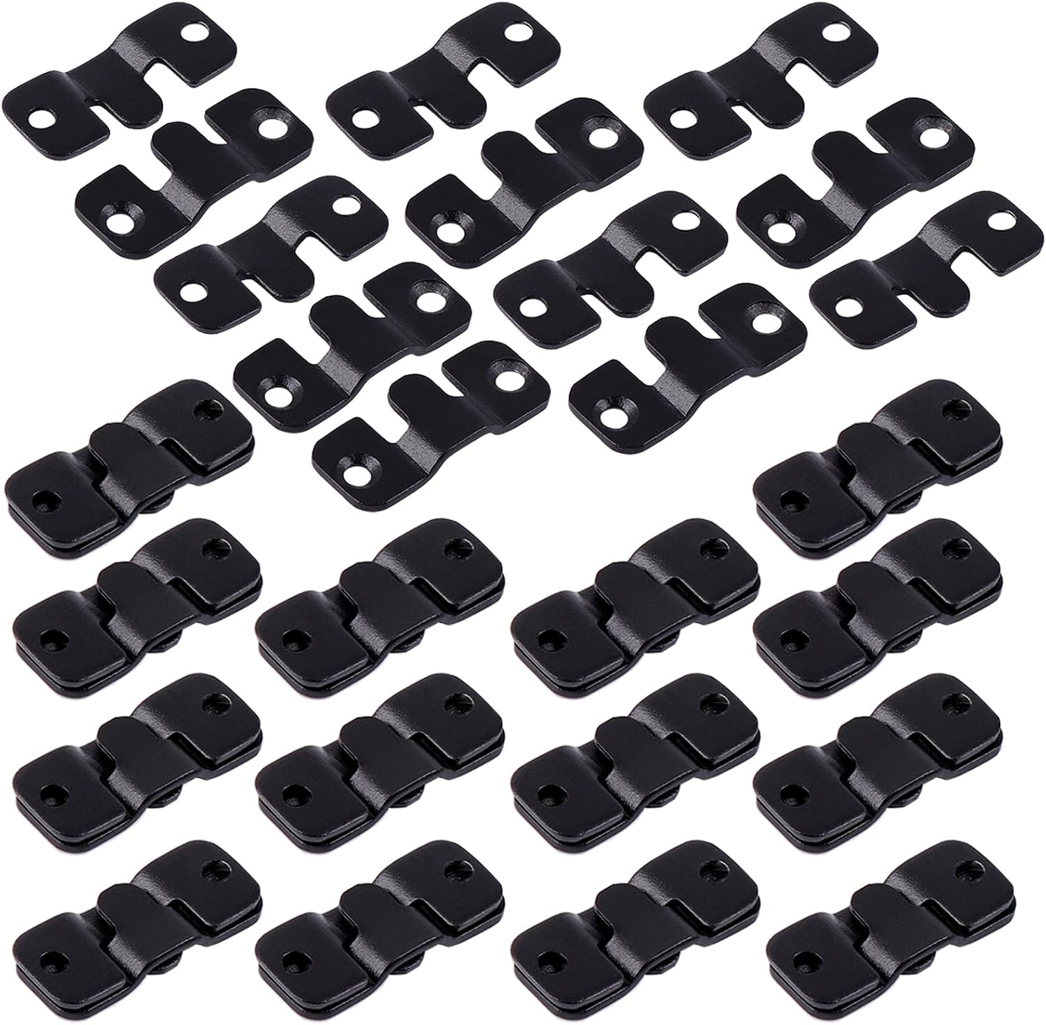 Ymaiss 50Packs Stainless Steel Flush Mount Bracket, Interlocking Photo Frame Hook 44X19Mm Heavy Duty Picture Hangers, Z Clip Bracket, Furniture Connector for Photo Mirrors Wall Mount Hardware Black