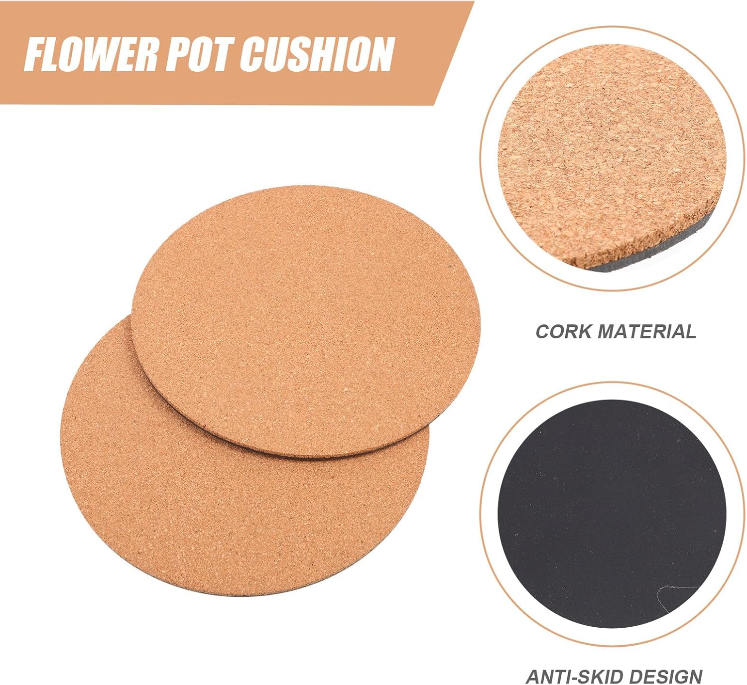 SOIMISS 2Pcs 10-Inch round Cork Plant Mats Absorbent Garden Planter Coaster Pads for Flowerpot Protection in Outdoor and Indoor Gardening image number 2
