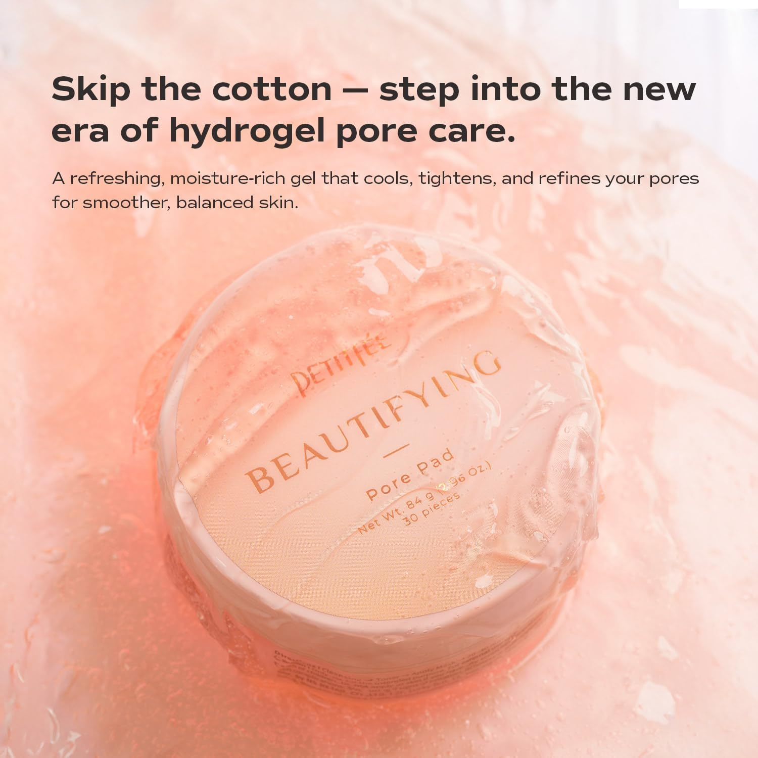 Beautifying Pore Pad (30 Pieces) - Hydrogel Peach Pore Pads with Soluble Collagen, Glutathione, Bakuchiol, Retinyl Palmitate for Smooth Skin, Minimizing Pores image number 2