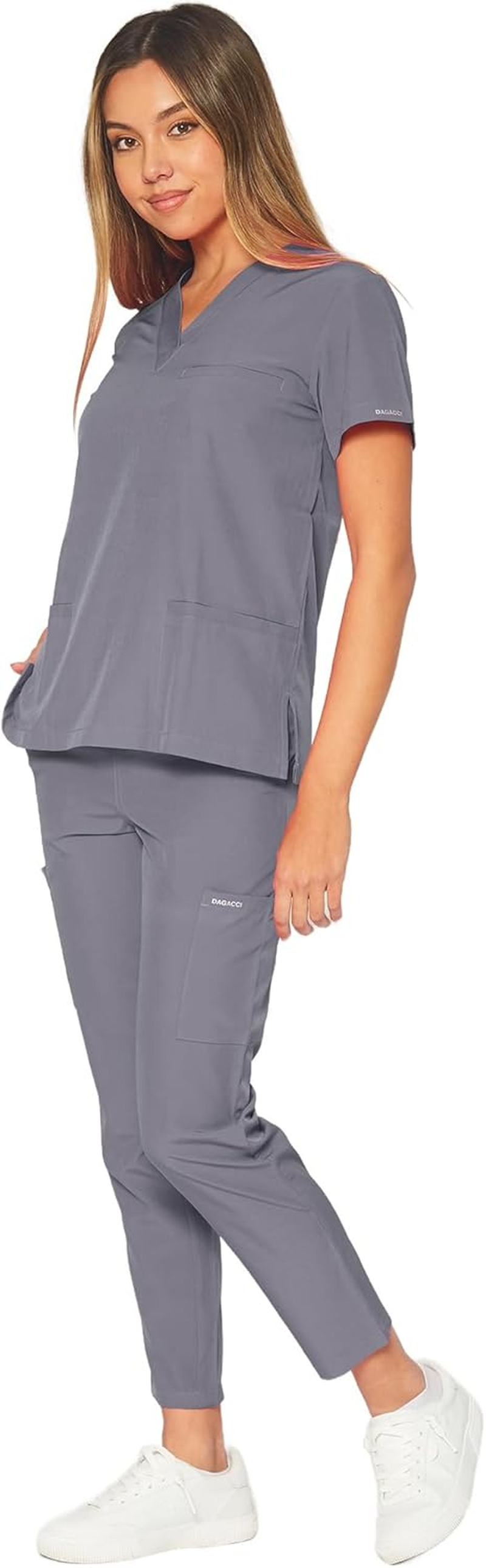 Dagacci Medical Uniform Unisex V-Neck Utility Cotton Scrub Set