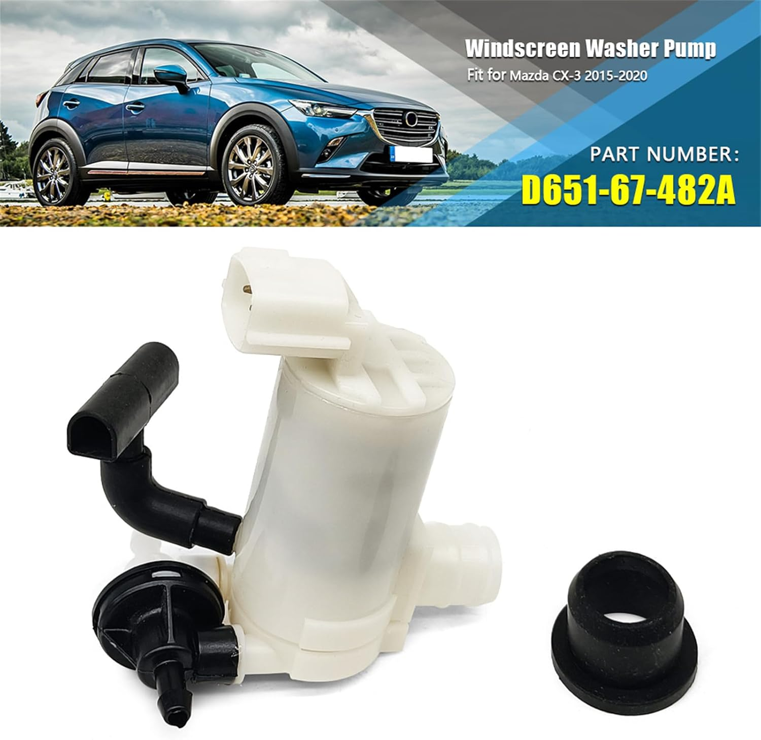 Windshield Washer Pump Compatible with Mazda CX-3 2015-2020 Replace D651-67-482A Windscreen Washer Pump image number 5
