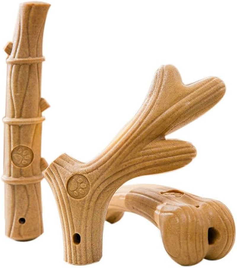 3Pcs Wooden Antlers Design Durable Dog Chew Toys Tough Dog Grinding Teeth Toys image number 4