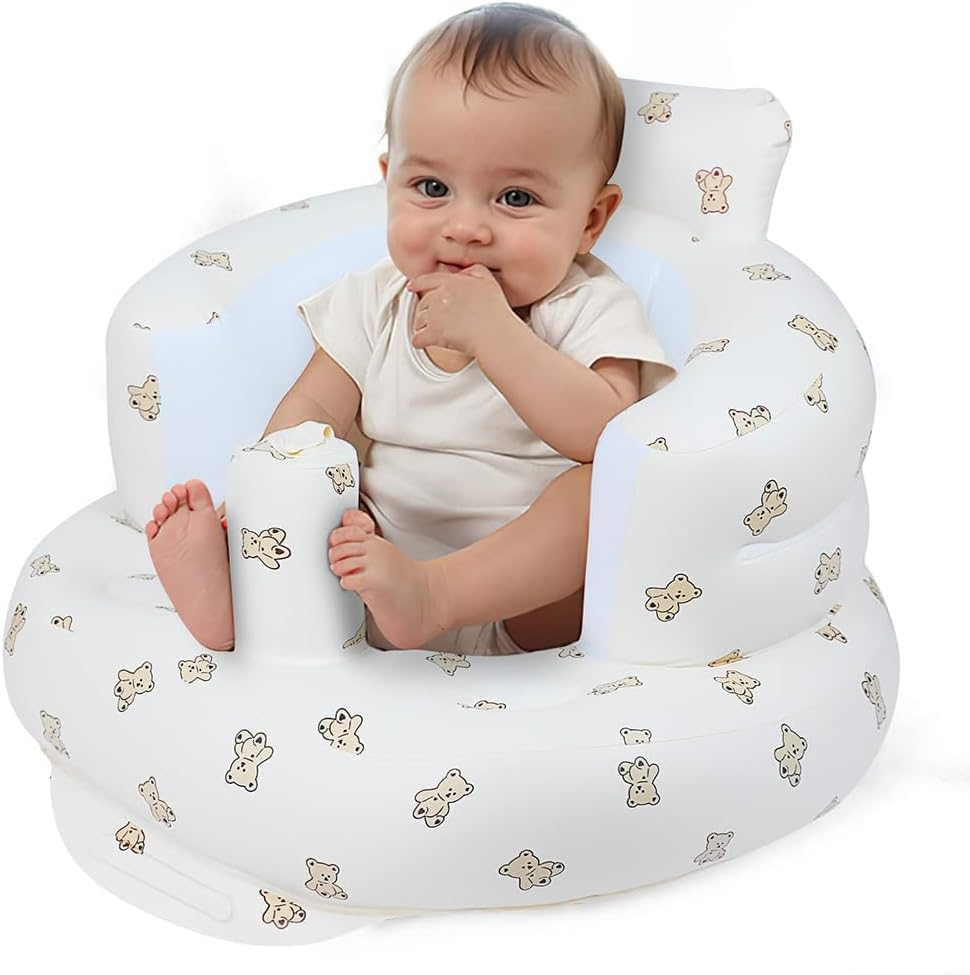 Inflatable Chair, Back Support Sofa, Feeding Shower Chair with Spine and Waist Protection for Easy Feeding, Seat for Bathroom, Outdoors and Travel image number 4