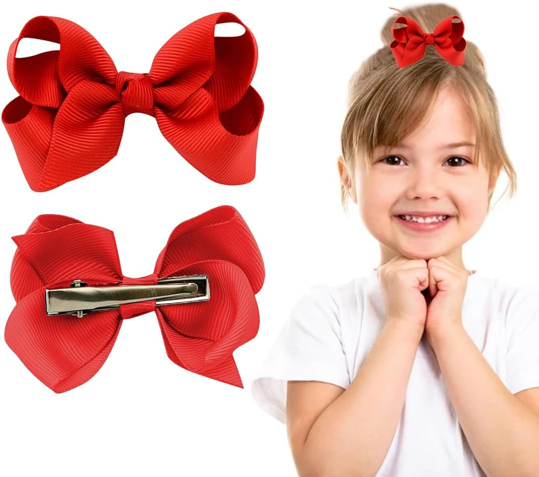 2 Pieces Bow Hair Clips Ponytail Clips Duck Bill Clip Hair Bow for Kids Girls image number 5
