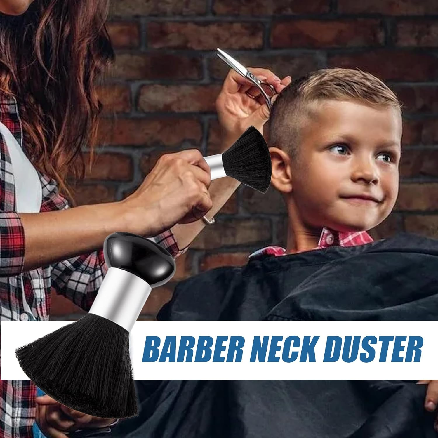 Barber Brush Neck Duster, Nail Dust Cleaning Brush, Hairdressing Tool with Soft Nylon Bristles, Broken Hair Remover, Ideal for Barbershops, Salons, Professional Grooming, Easy Use image number 1