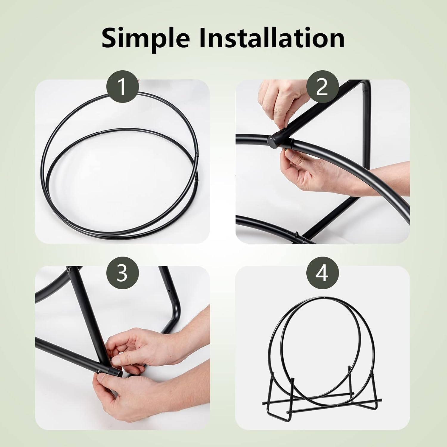 Costway 30" Tubular Steel Log Hoop Firewood Storage Rack Holder round Display image number 5