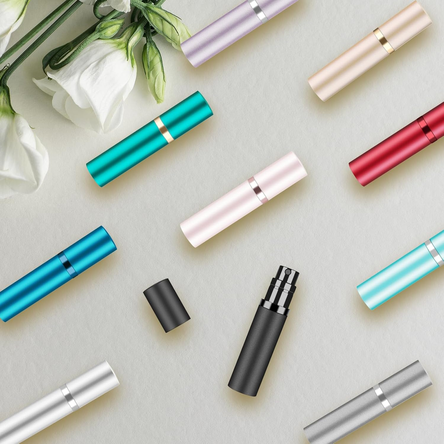 5Ml Perfume Atomiser - Refillable Travel Perfume Spray Bottles &ndash; Leakproof Aluminum Atomizer for Fragrance,Silver - Blue image number 6