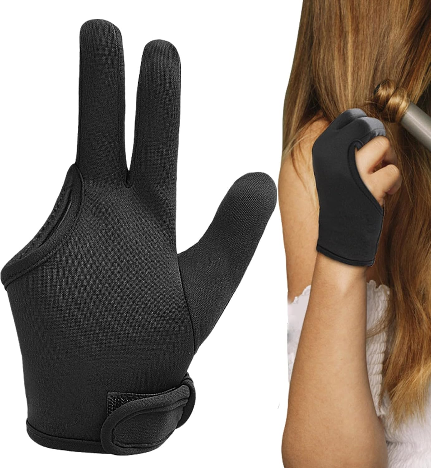 Curling Wand Gloves - 3 Finger Heat Resistant Elastic Mittens for Curling Wand | Machine Washable Comfortable Professional Hair Styling Tools for Hair Straighteners