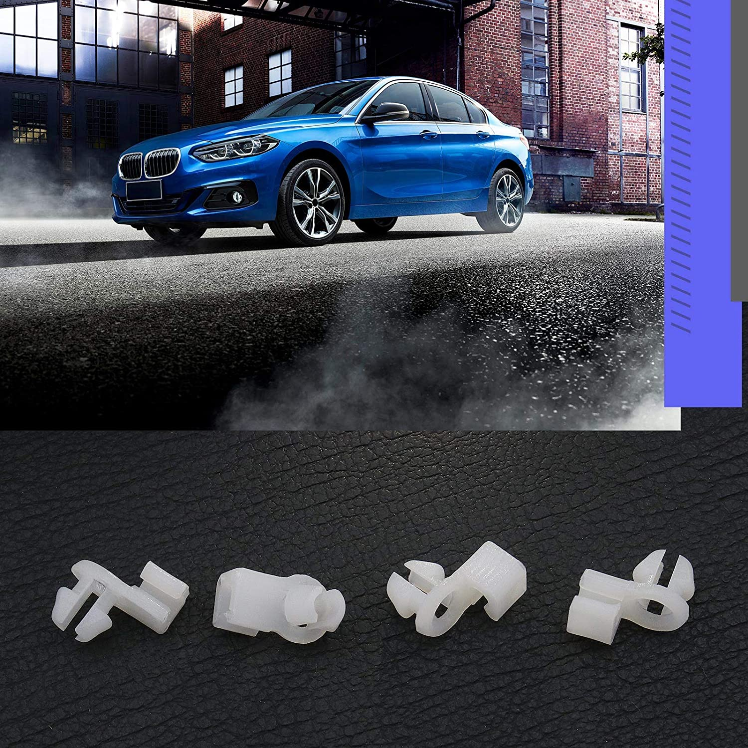 Emsea 12Pcs Door Lock Rod Clip Retainer White Plastic Moulding Fasteners Fits 5-7Mm Hole Universal Car Parts image number 4