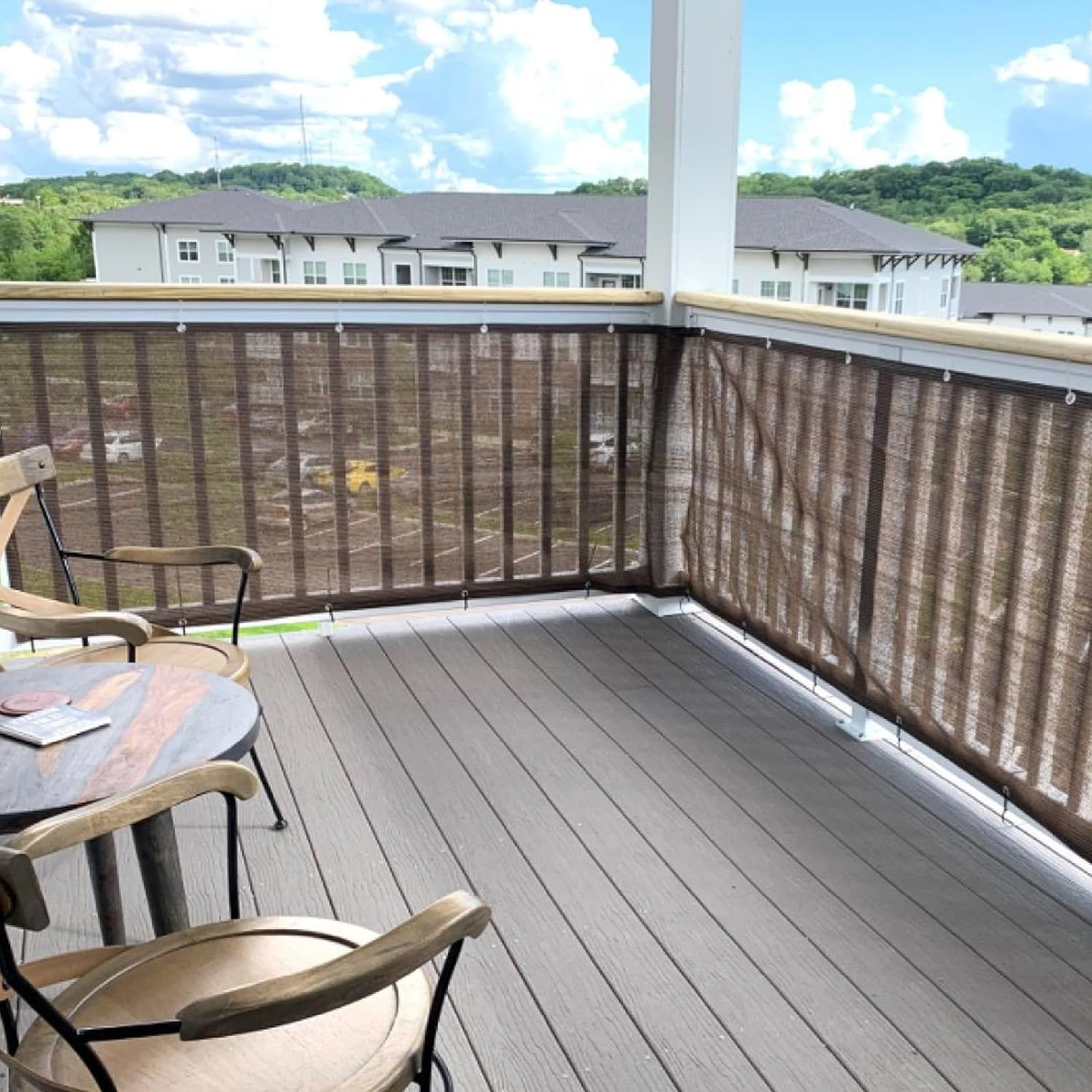 Fence Privacy Screen Balcony Sun Shade Cloth 3'3"X9'9" 80% Shade Fabric Outdoor Patio Screens Mesh Panels Apartments Railing Cover UV Protection for Backyard Garden Porch Deck image number 3