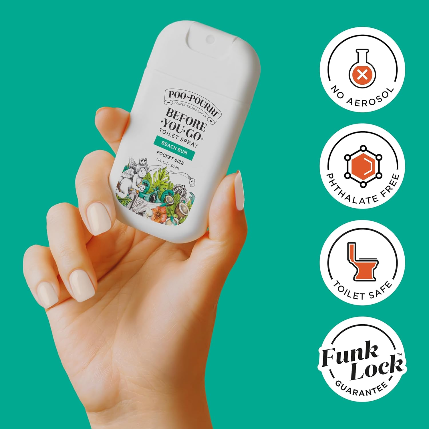 Poo-Pourri Before-You-Go Toilet Spray, Beach Bum, 1 Fl Oz Pocket Travel Size - Coconut, Orchid and Toasted Praline