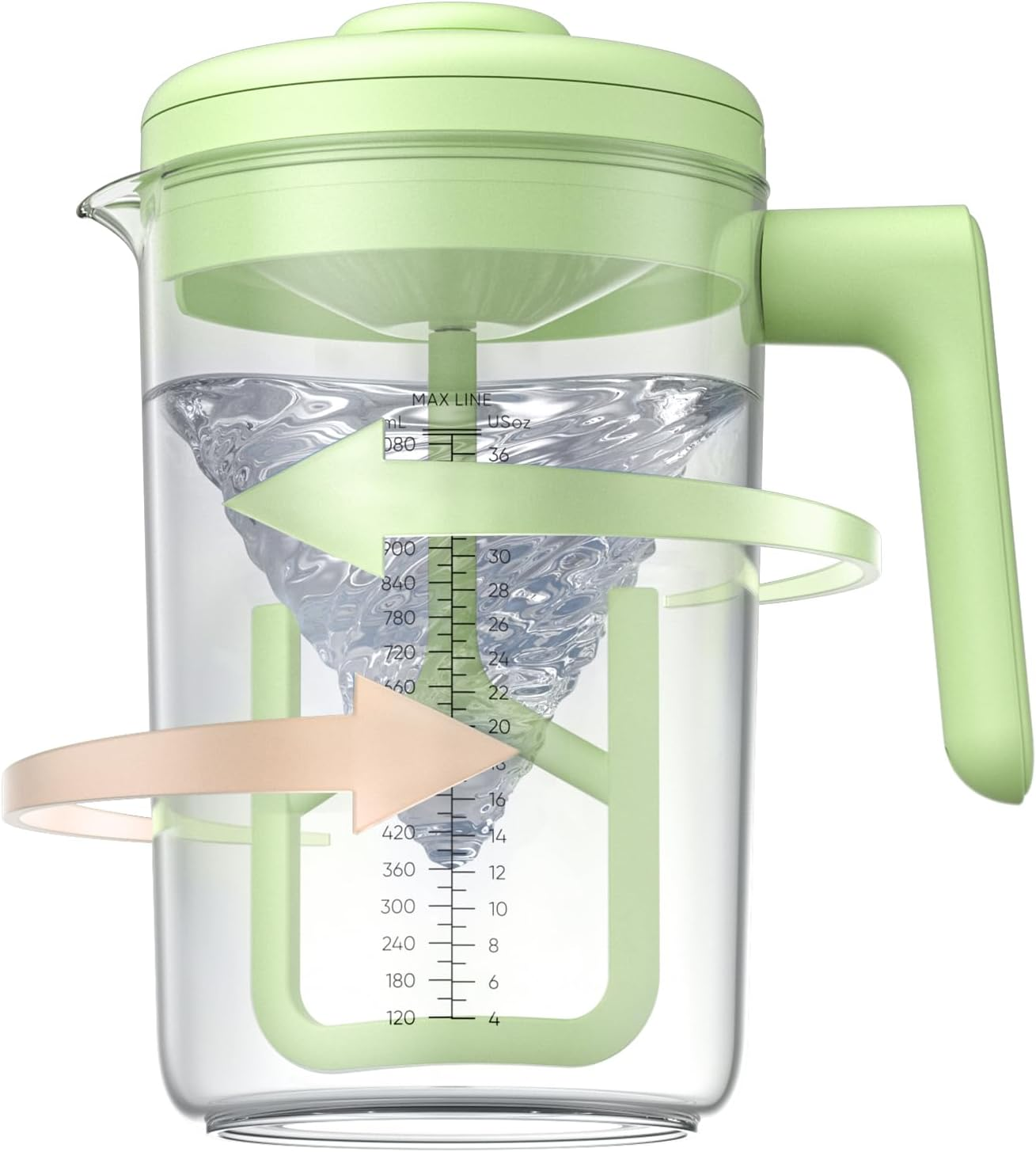 Nehneh Baby Electric Baby Formula Mixing Pitcher, Bi-Directional Alternating Stirring | No Air Bubble | No Clumps | No Drip Spout | Spill-Free Lid | Infant Formula Pitcher Mixer 36Oz, BPA Free -Green image number 5