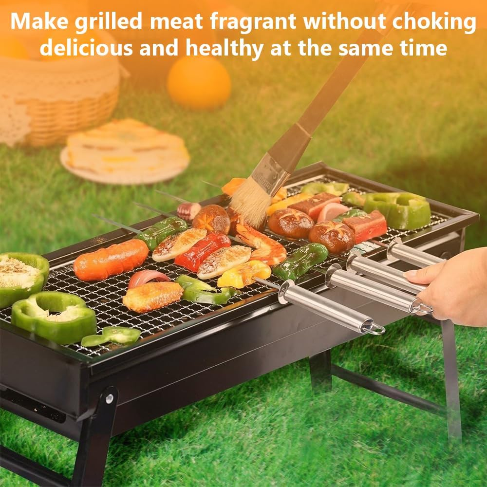 Ultra-Thin Foldable Charcoal Grill, Camping Roast Stand, Heat-Resistant Collapsible Barbecue, for Bivouac, Picnics, or Backyard Barbecues (60 X 22 X 34 CM) image number 3