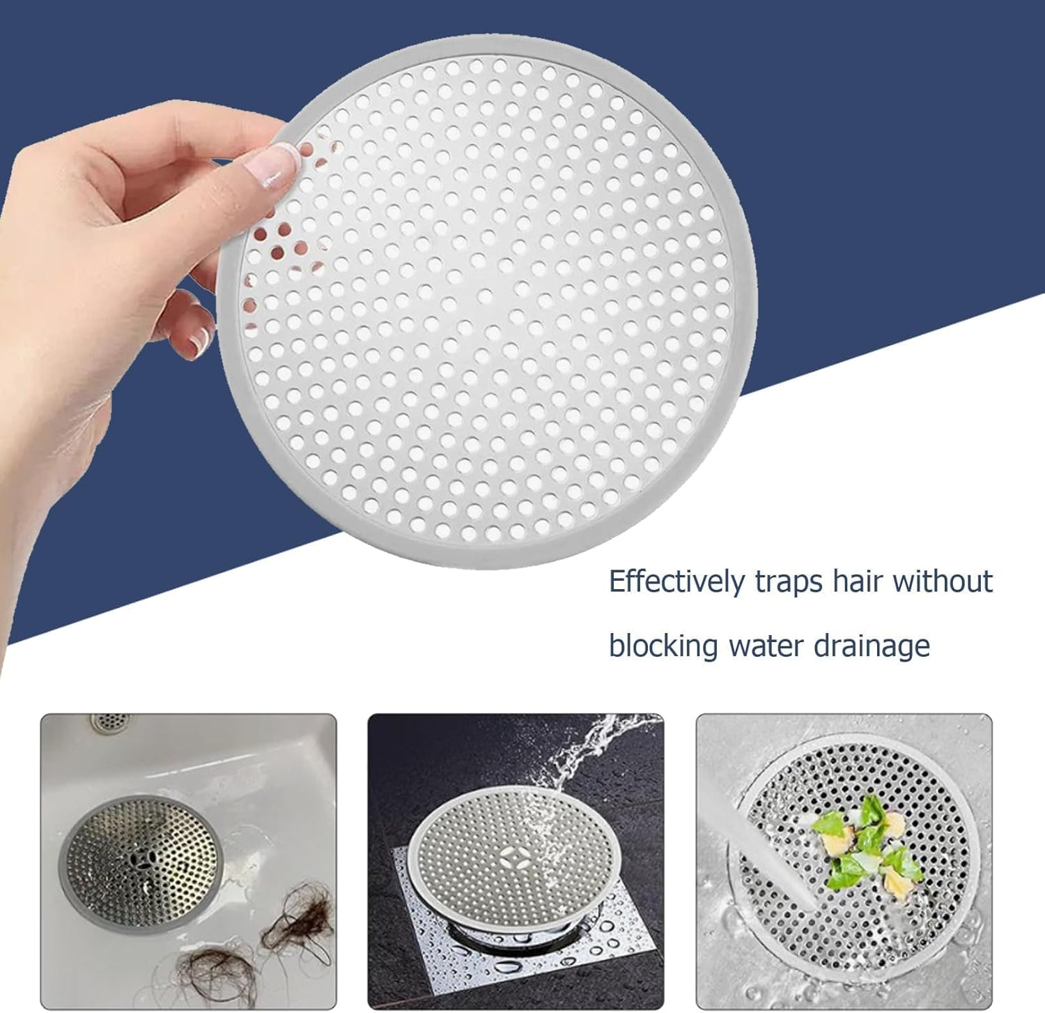 1 Pcs Shower Drain Hair Catcher,Stainless Steel Drain Cover,Bathroom Sink Strainer,Plughole Hair for Shower, Kitchen, Floor, Sink Plug Protector, Reusable, Robust Catcher Sewer Prevent Drain Clog
