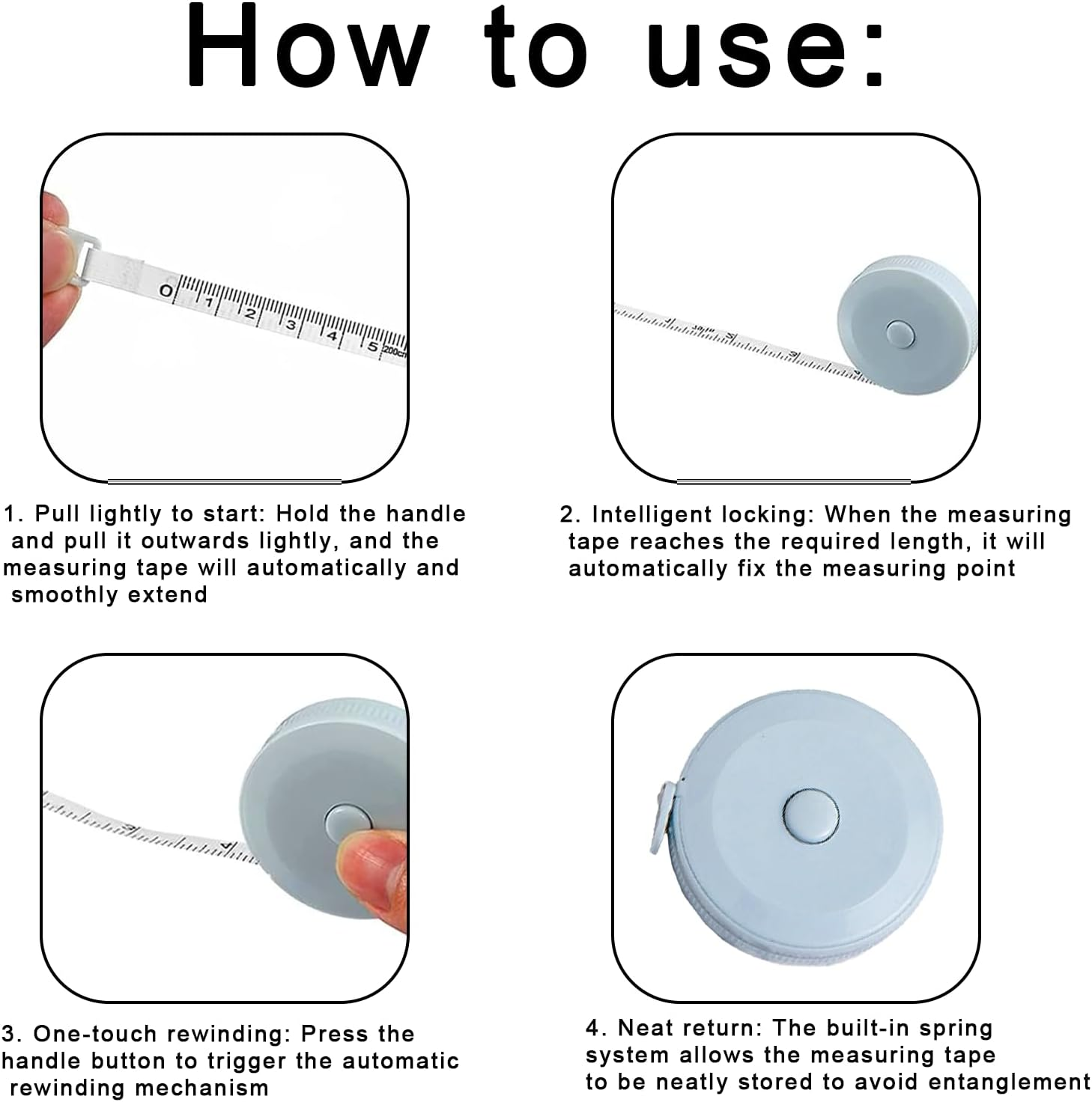 4 Pack Soft Measuring Tapes Retractable Small Mini Soft Sewing Fabric Waist Measure Tapes Fabric Measurement Digital Body Measuring for Height Tailor Home Craft Measurement image number 6